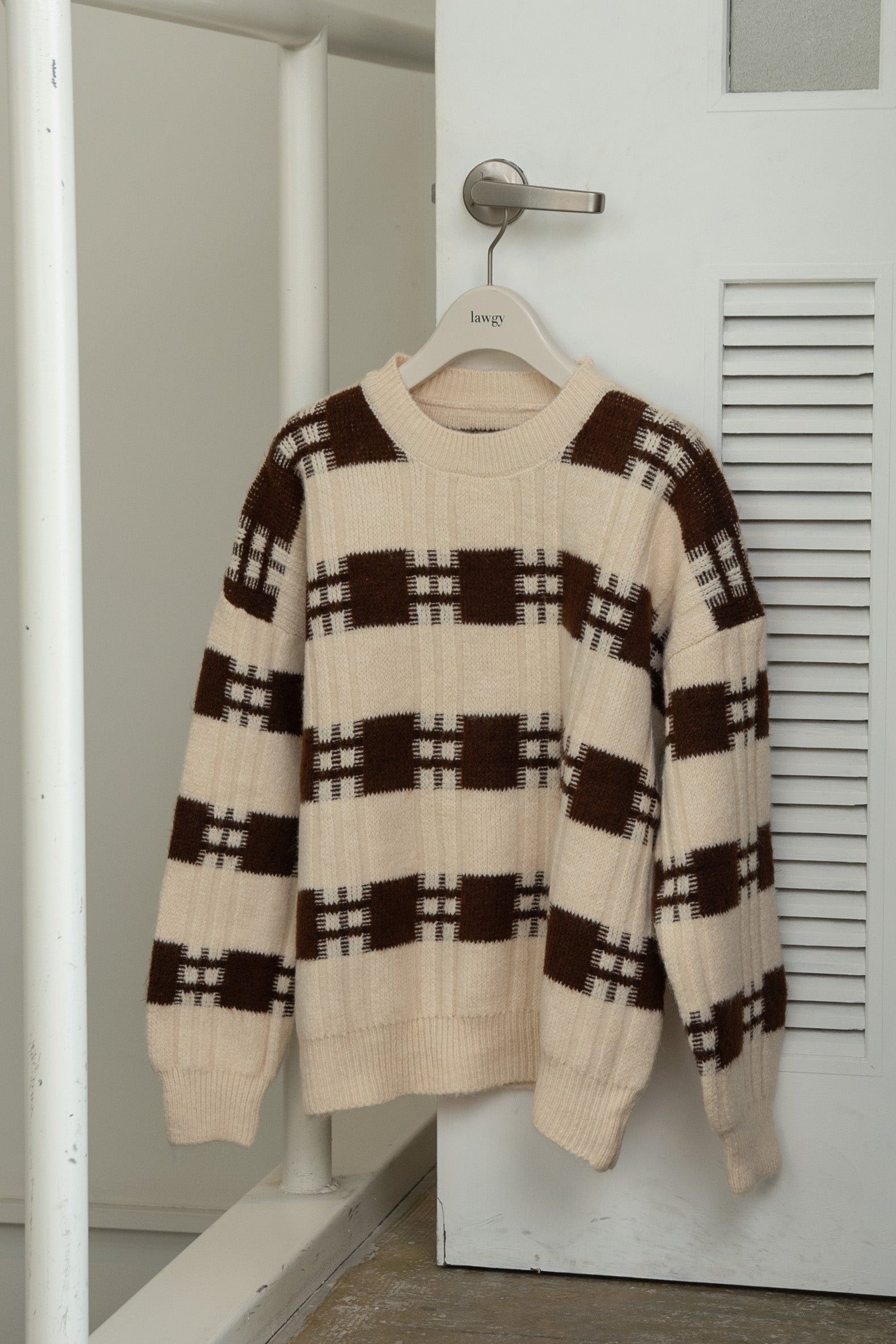 bi color check knit – eim online（エイム オンライン）