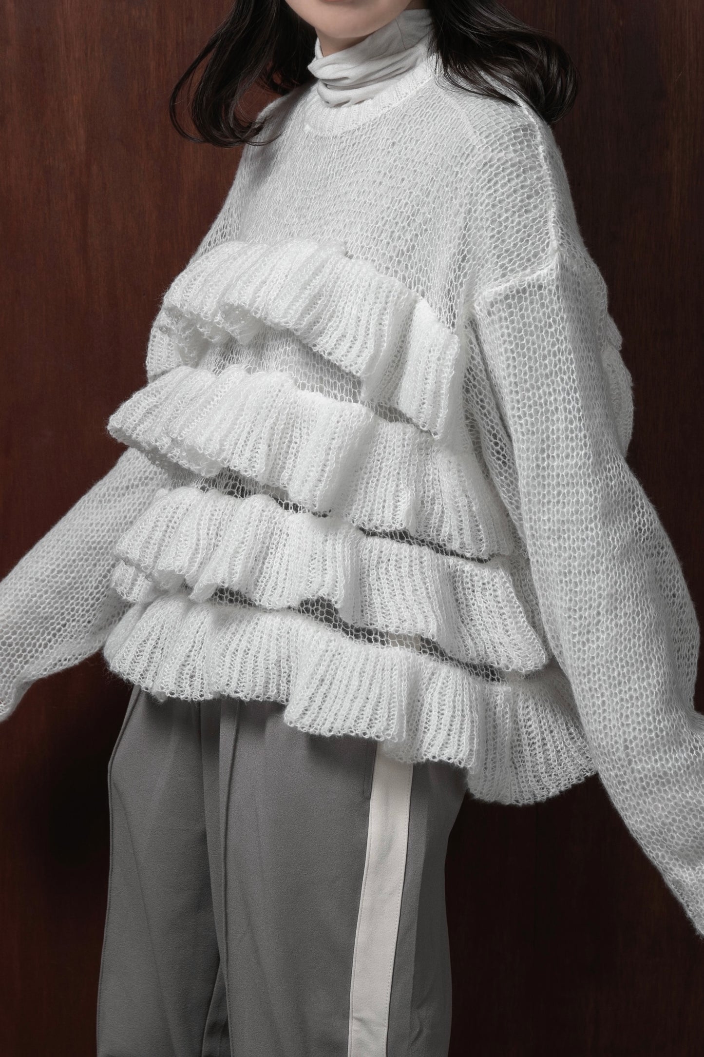 frill loose low gauge knit