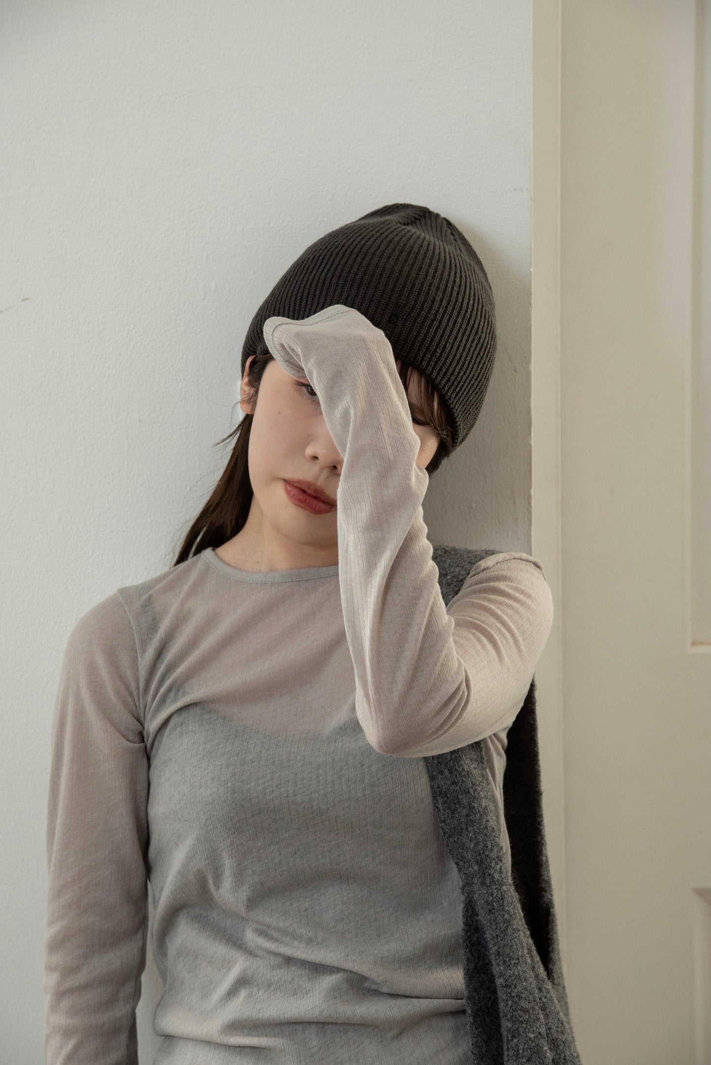 simple rib embroidery logo knit cap