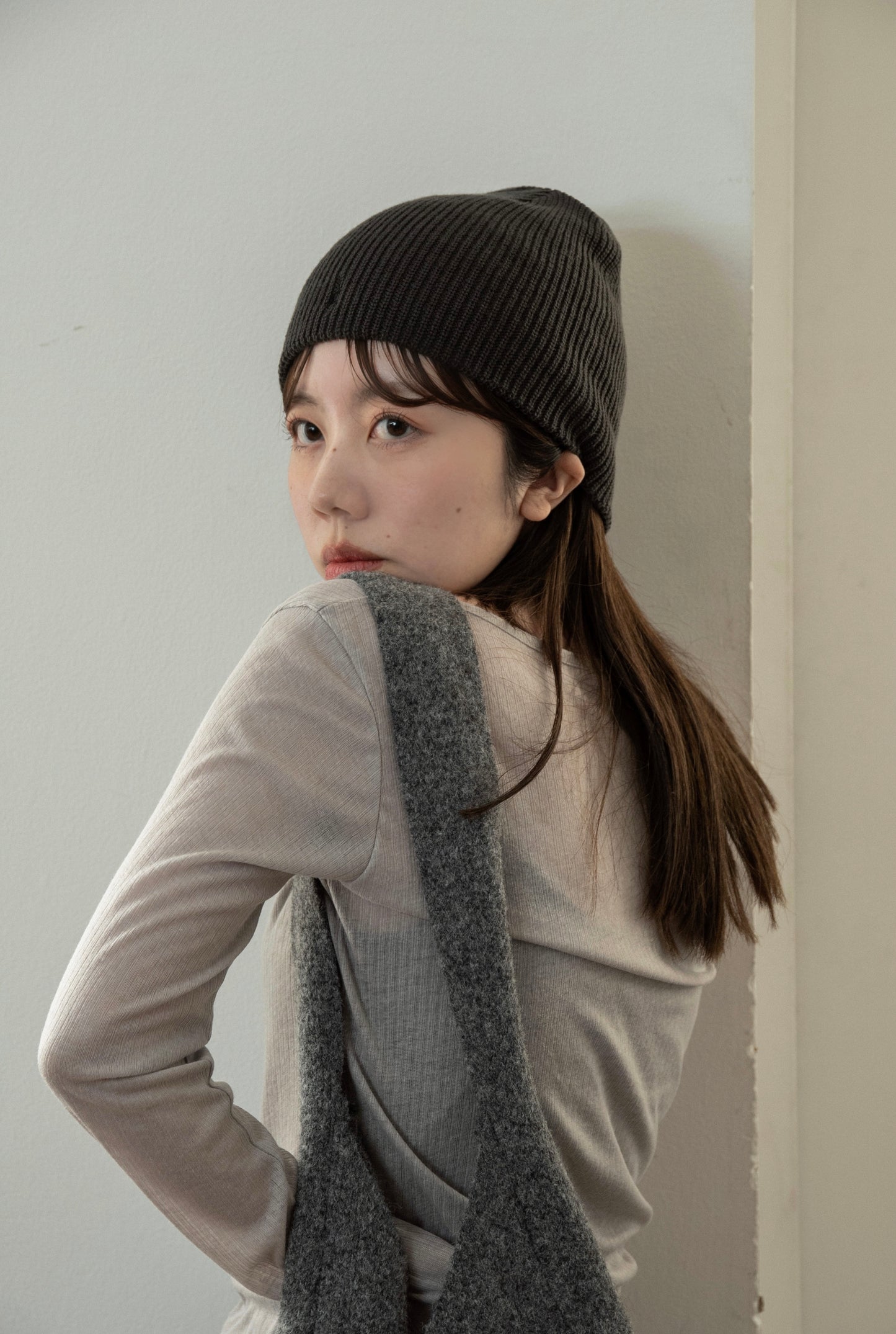 simple rib embroidery logo knit cap