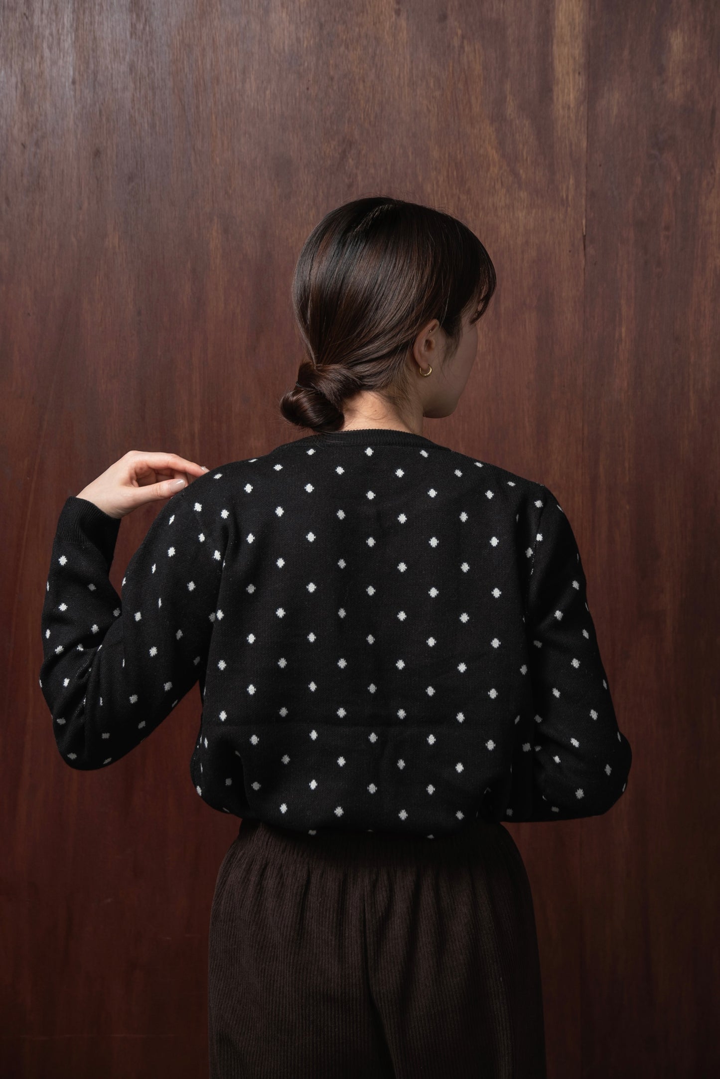 simple dot rafu cardigan