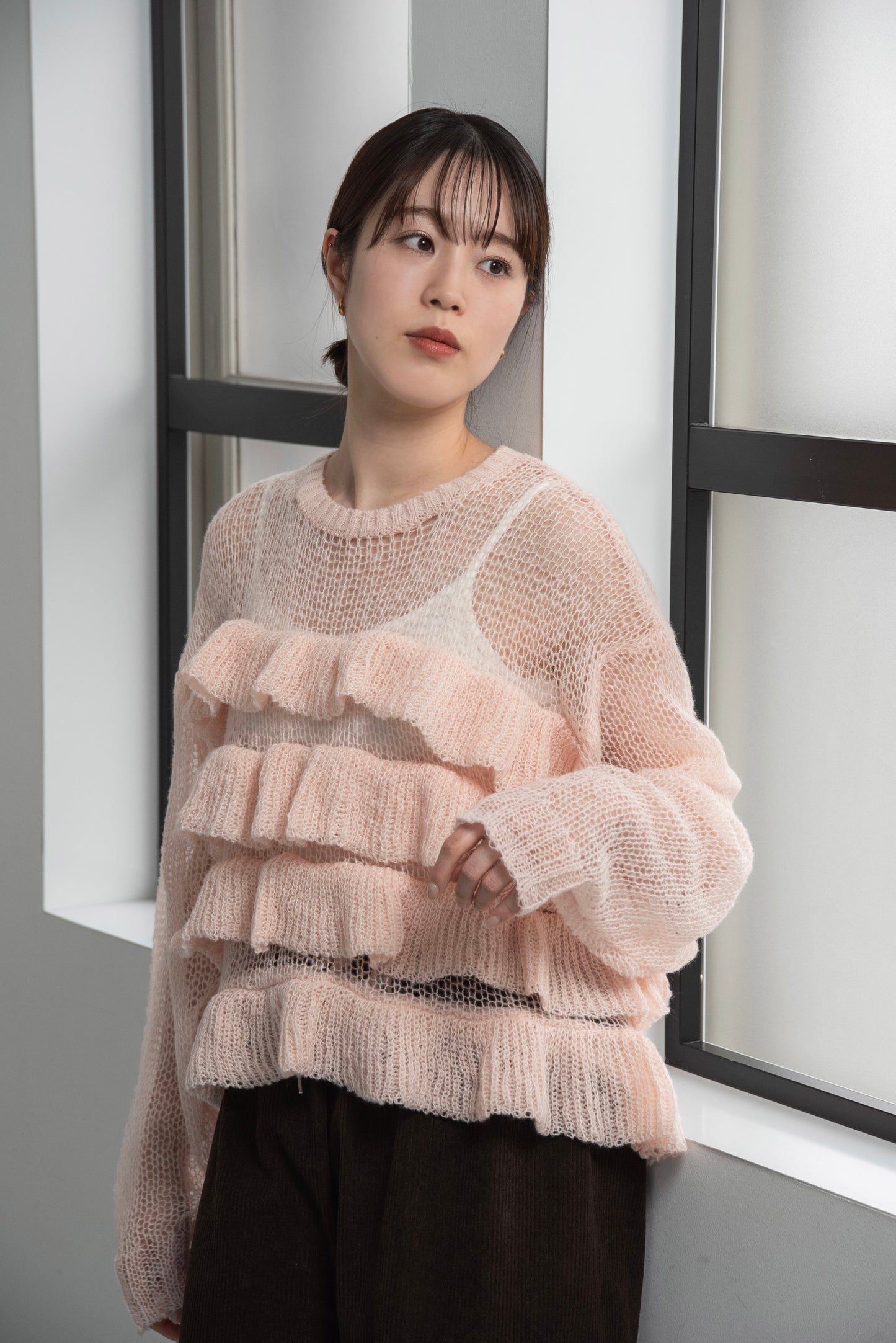 frill loose low gauge knit