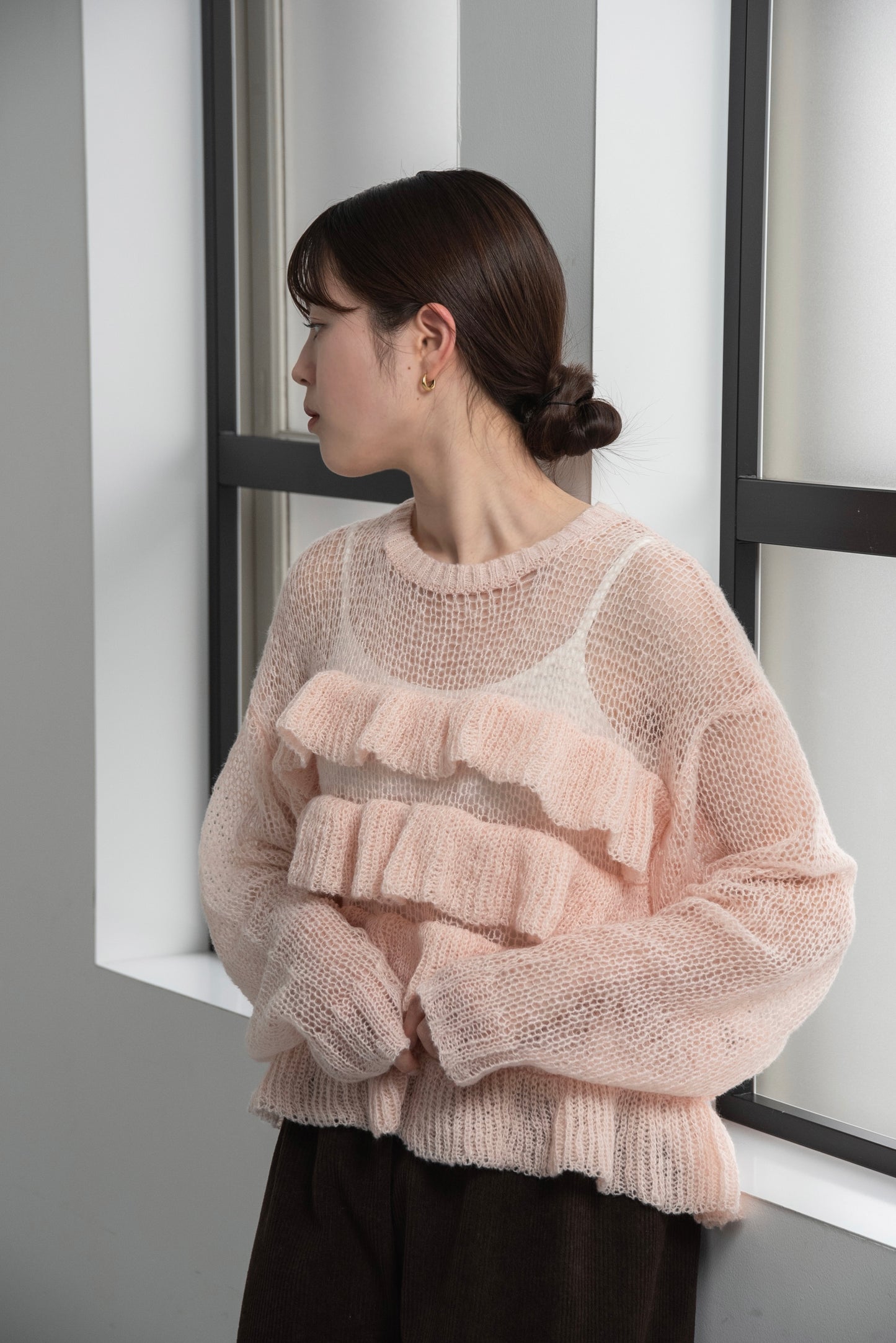 frill loose low gauge knit