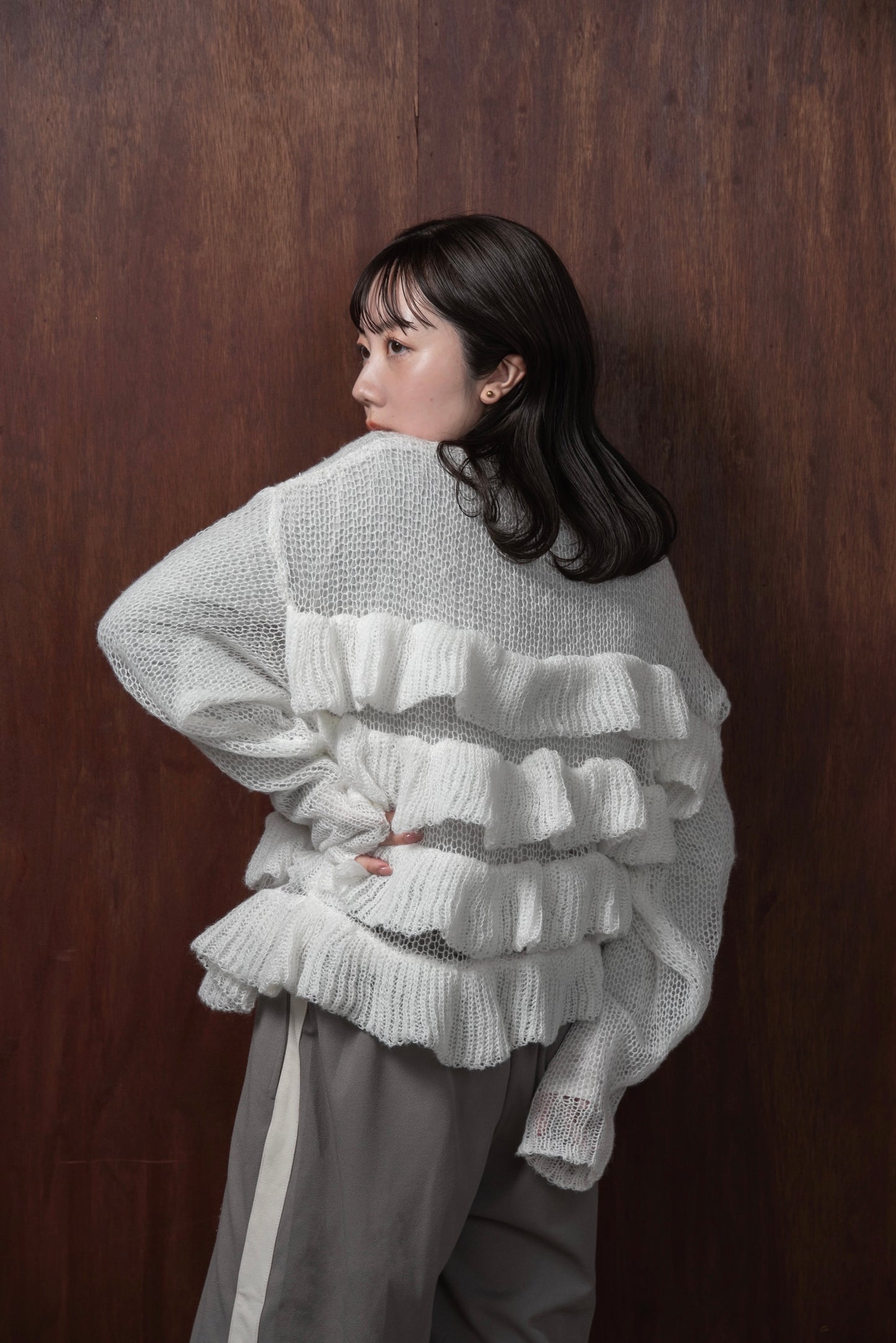 frill loose low gauge knit