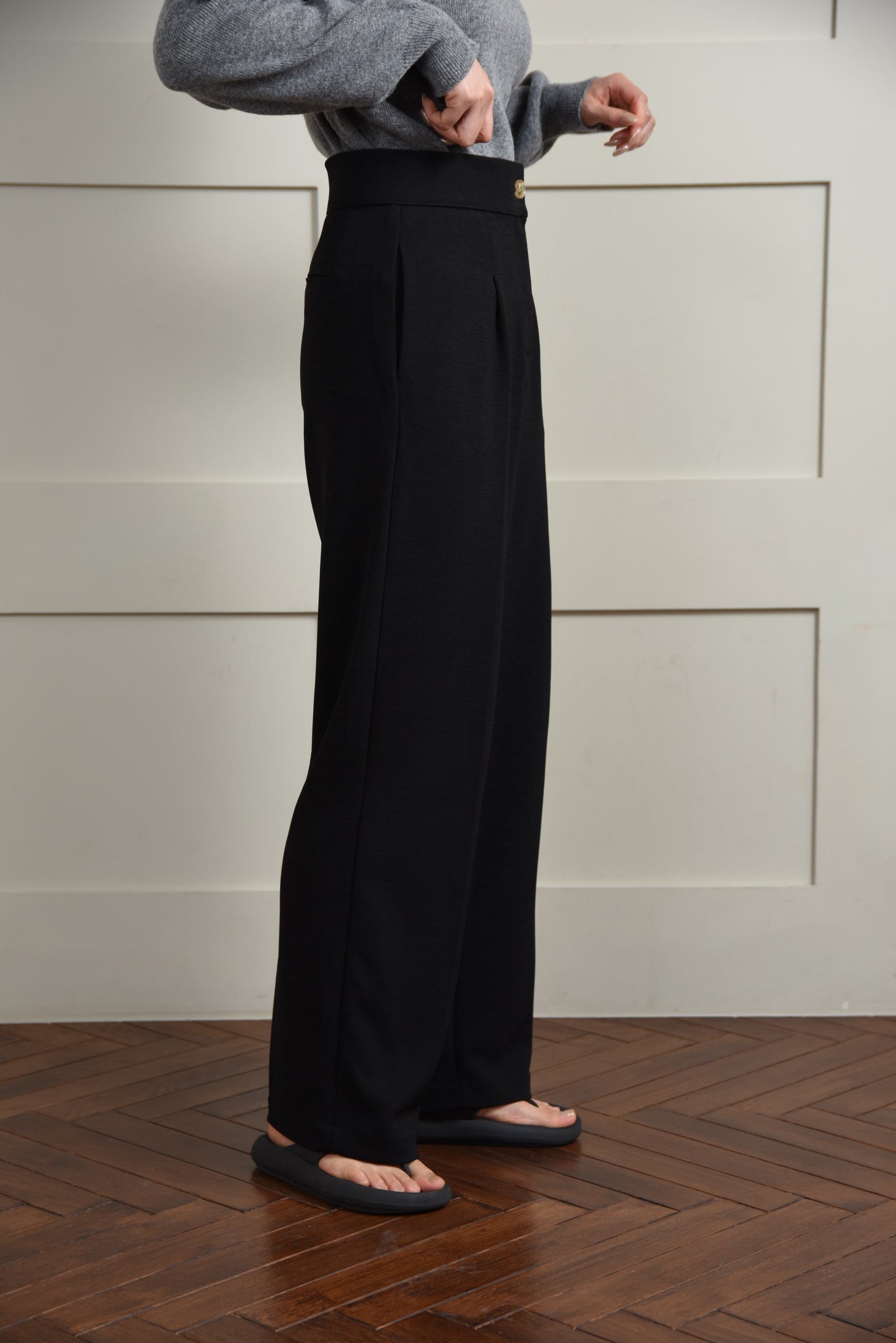 rafu stretch straight pants