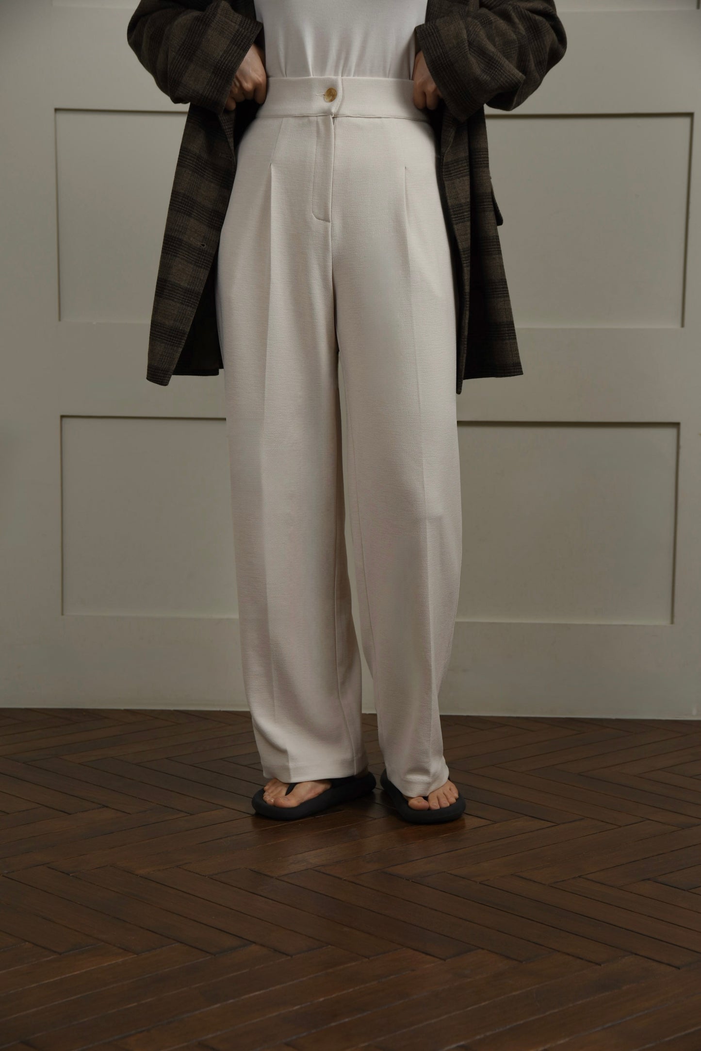 rafu stretch straight pants