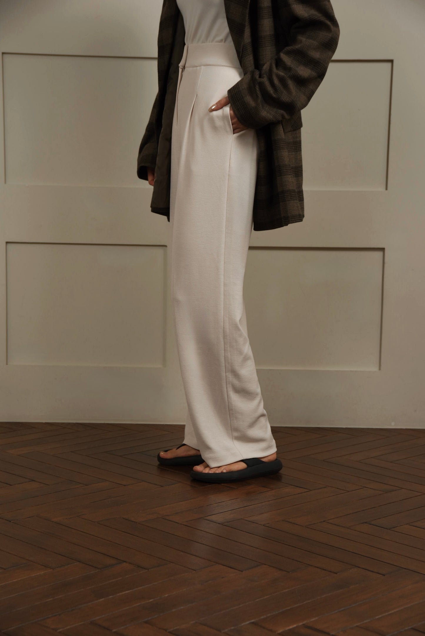 rafu stretch straight pants