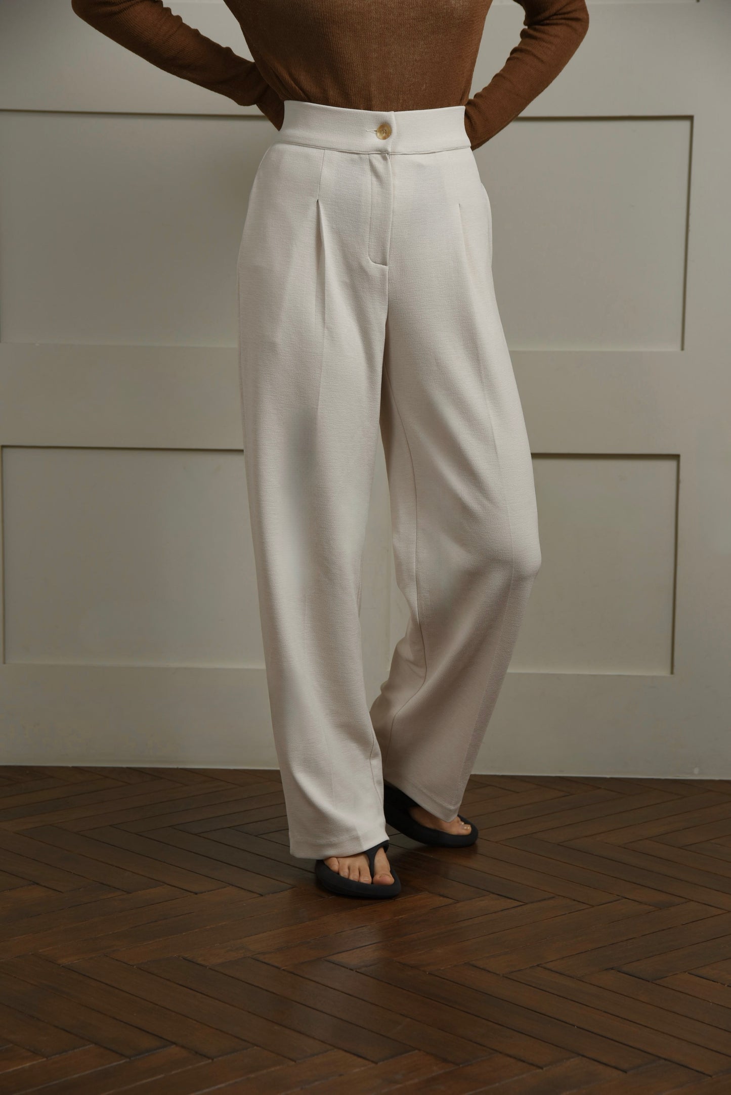 rafu stretch straight pants