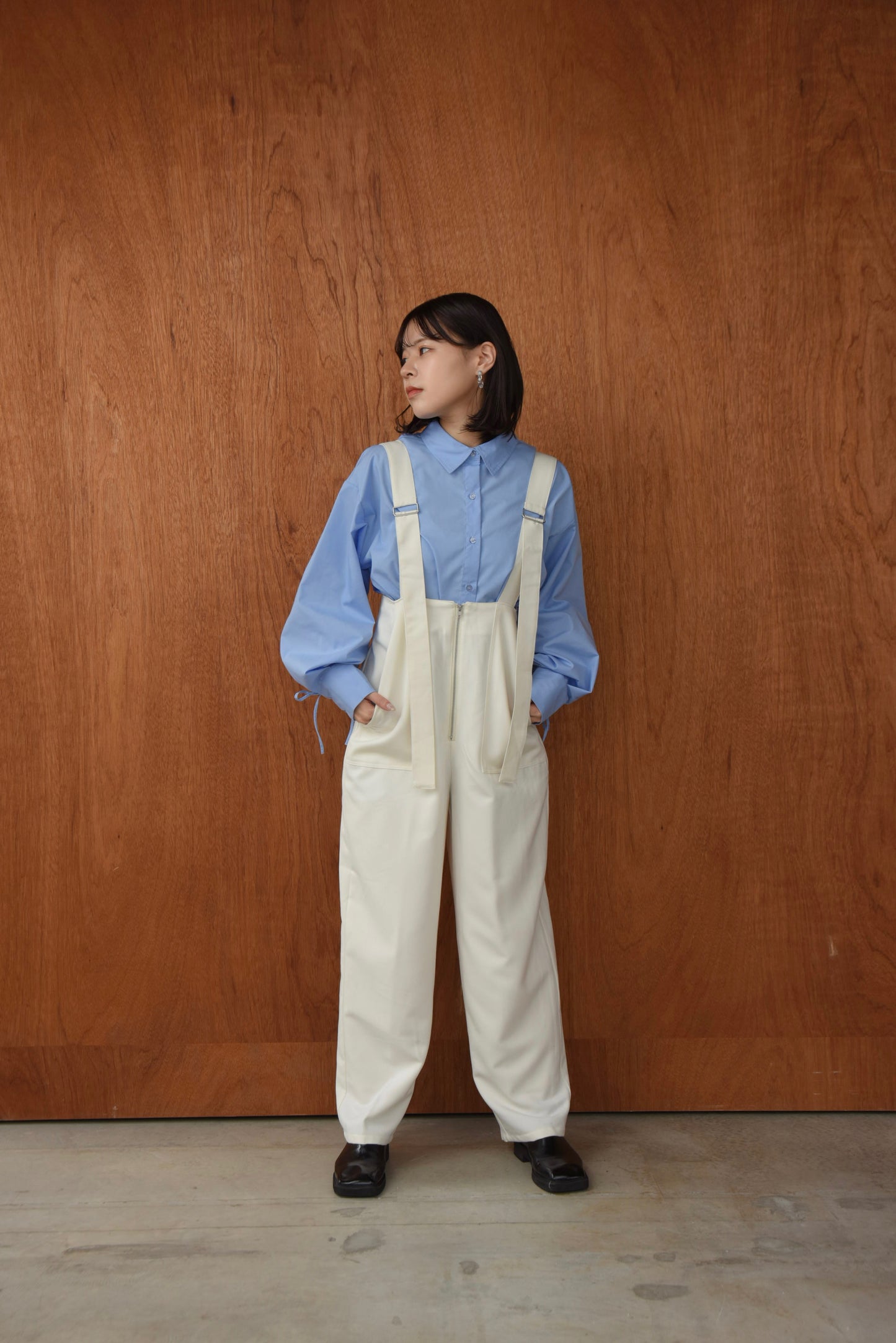 twill front zipper overall