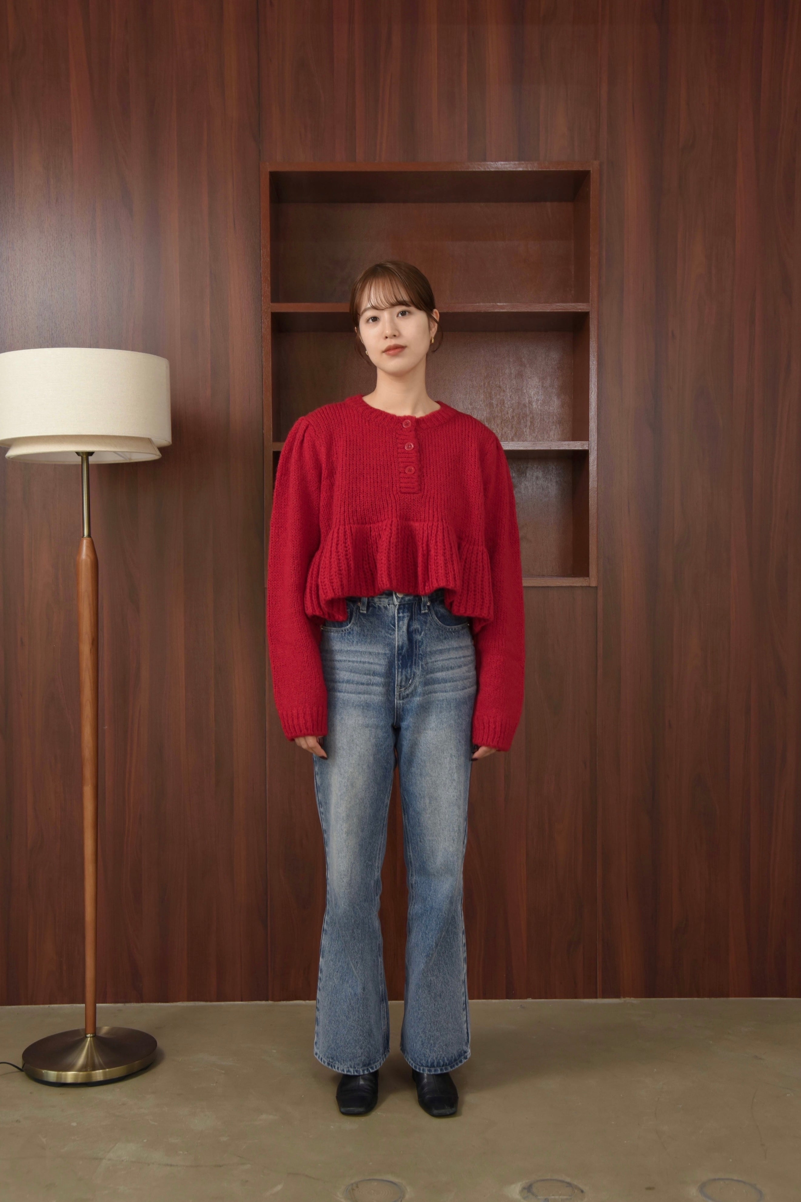 henry neck peplum hem knit – eim online（エイム オンライン）