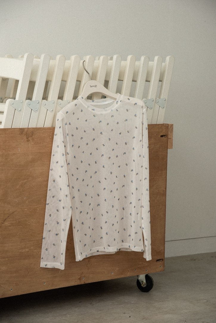 mini floral sheer long sleeve top