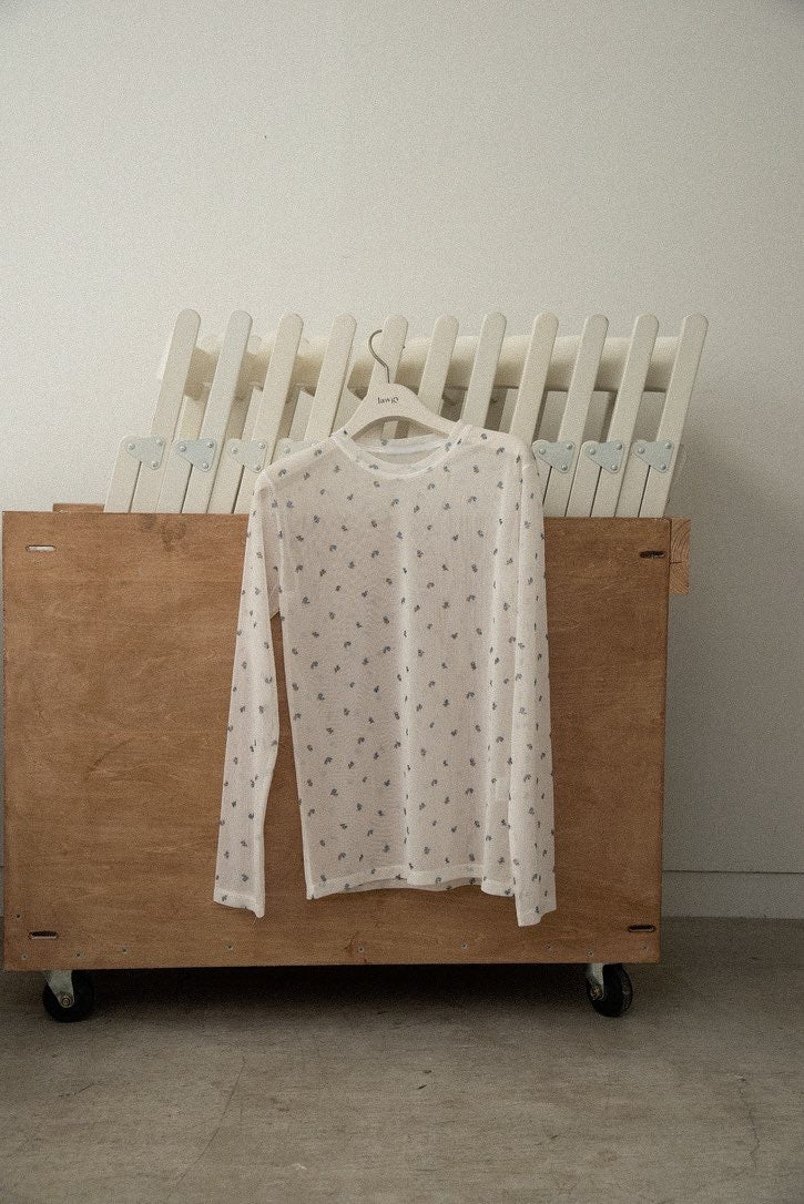 mini floral sheer long sleeve top