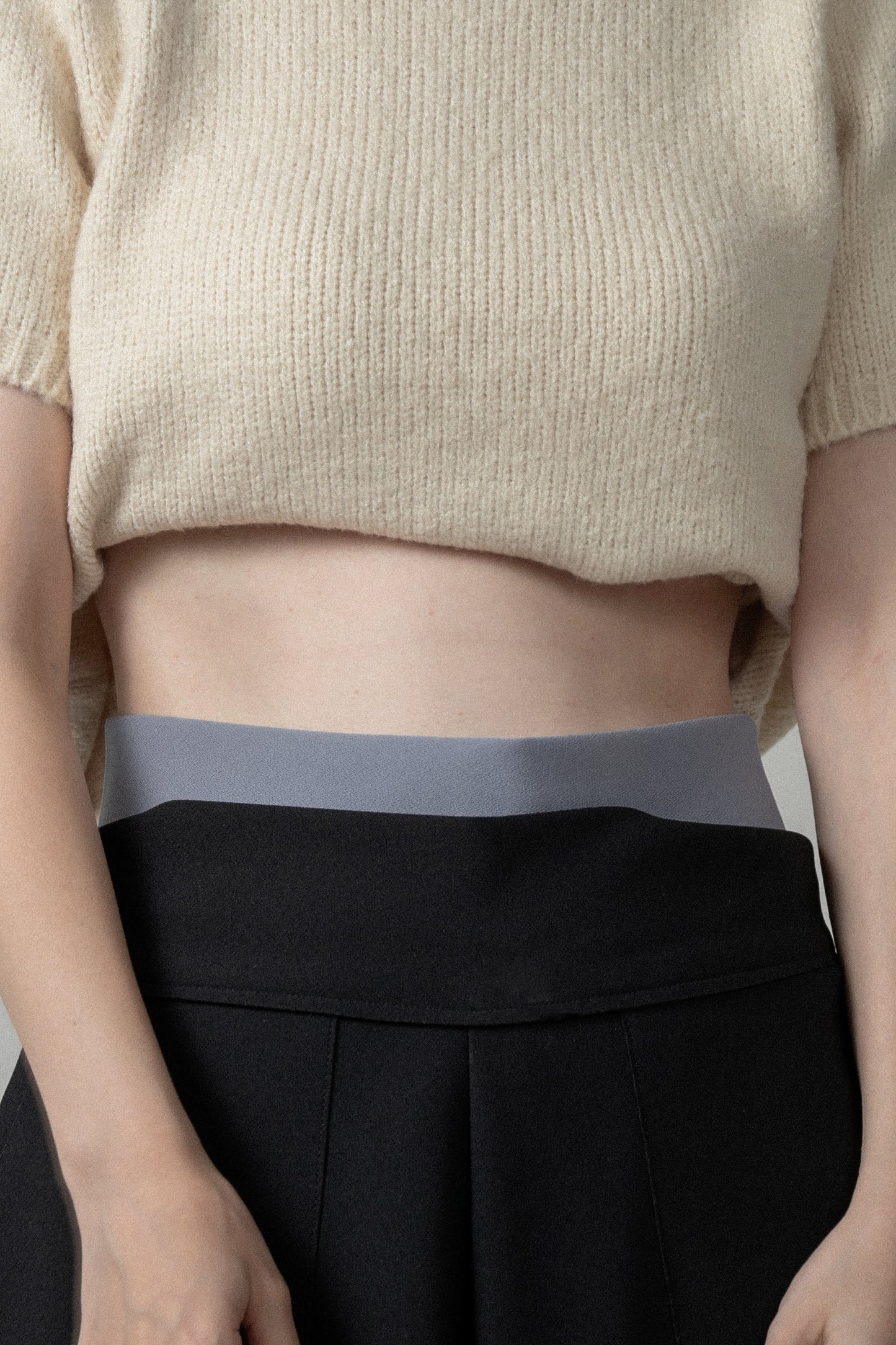 high waist elasticity half pants