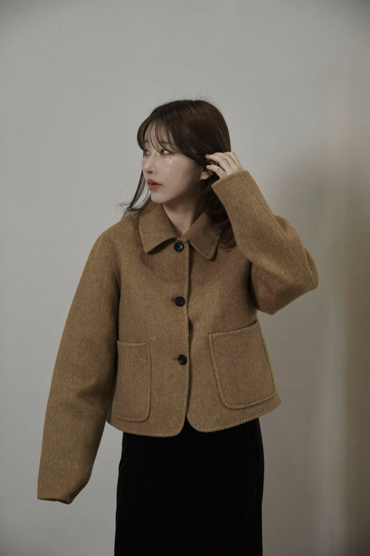 handmade stitch accent short coat