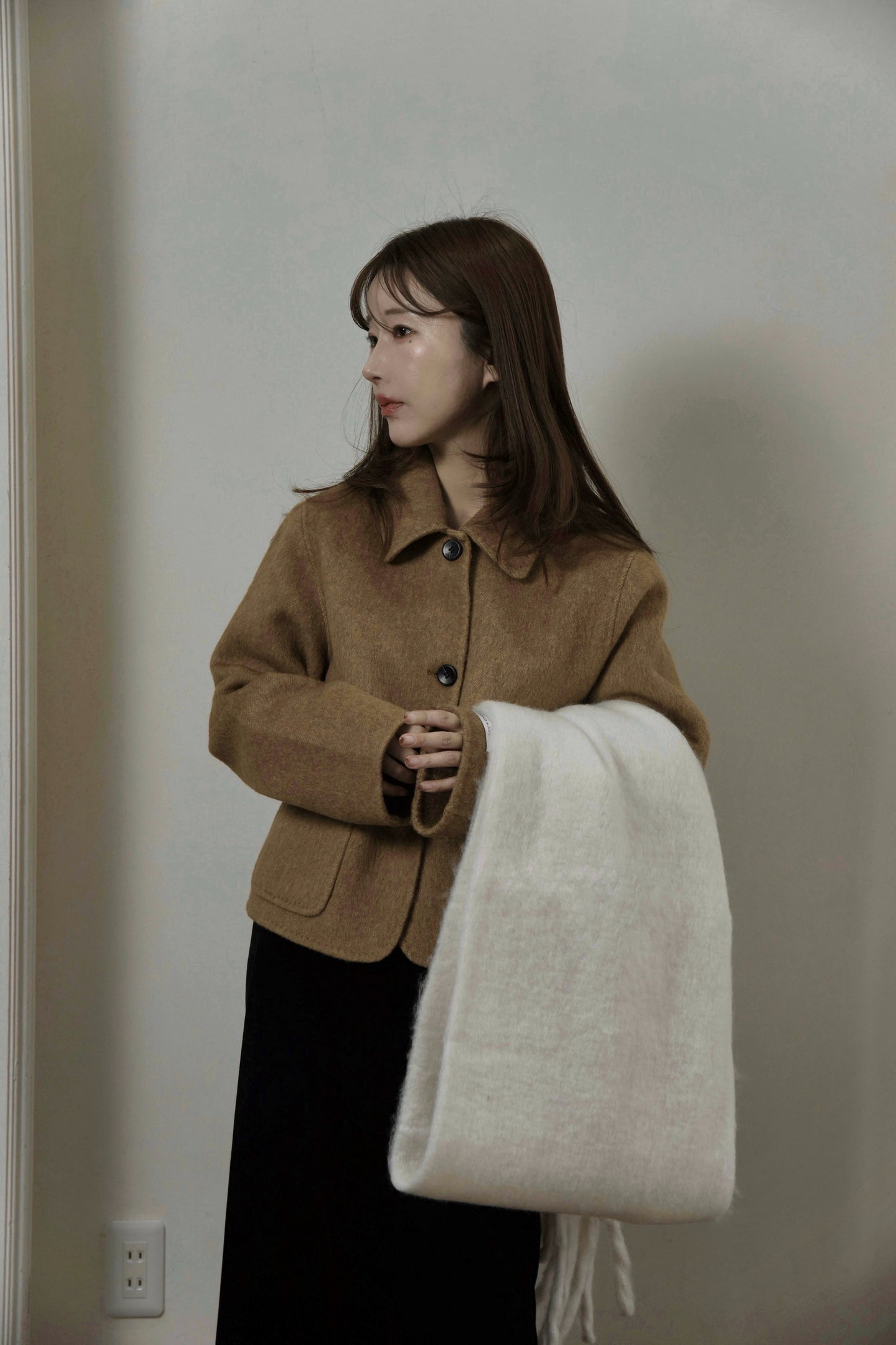 handmade stitch accent short coat