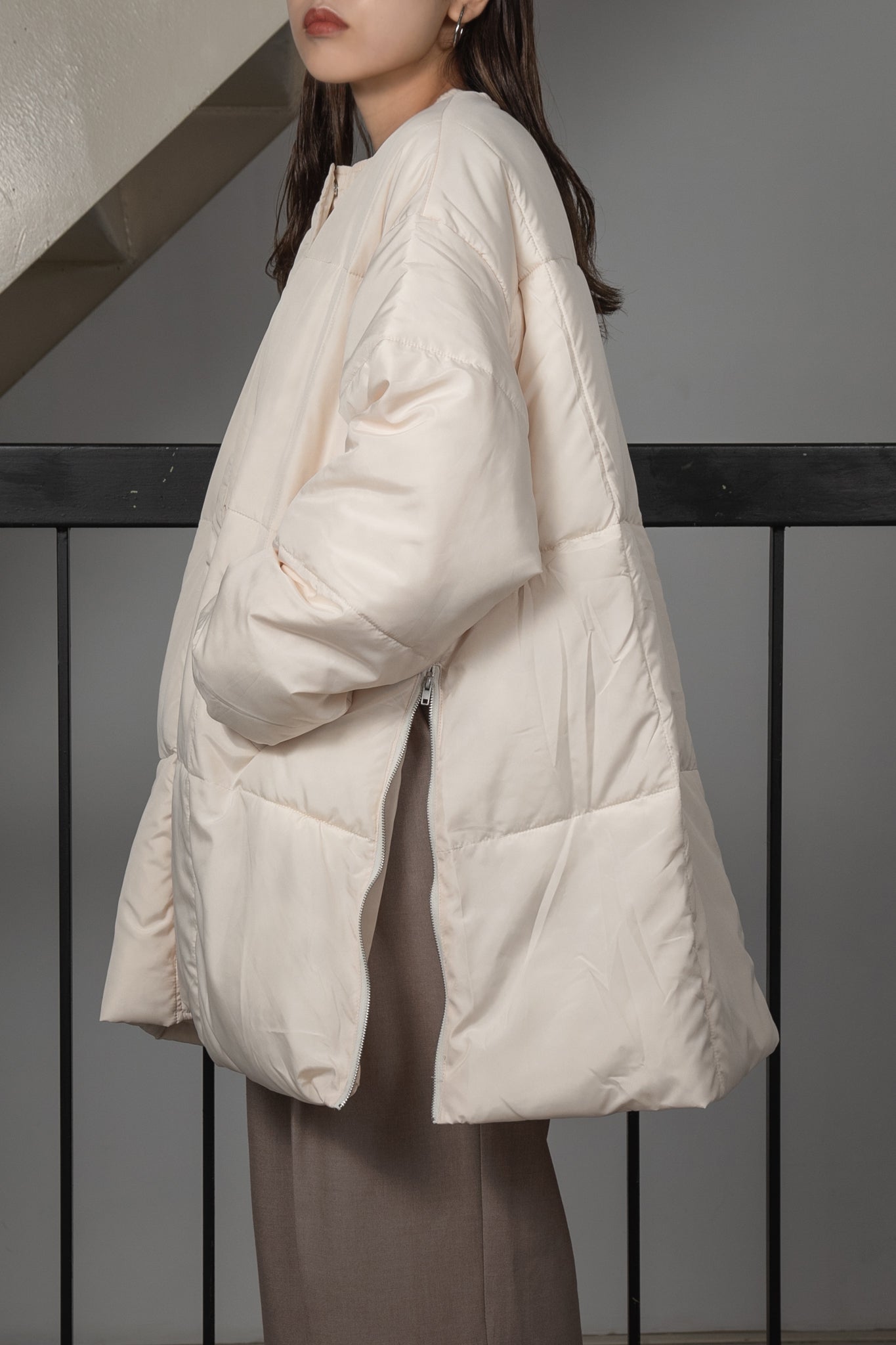 fiber down no collar blouson