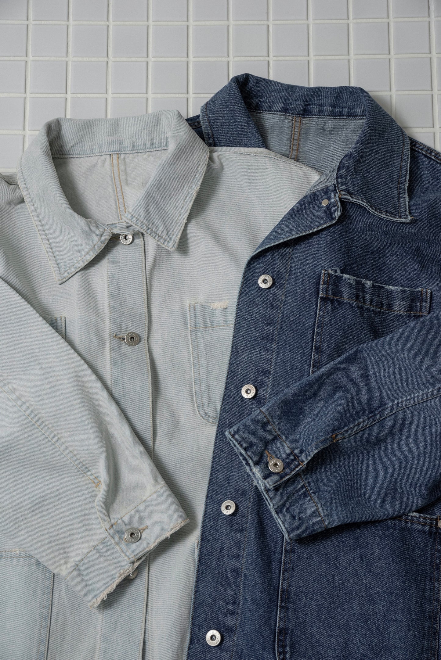 mixed pocket denim jacket