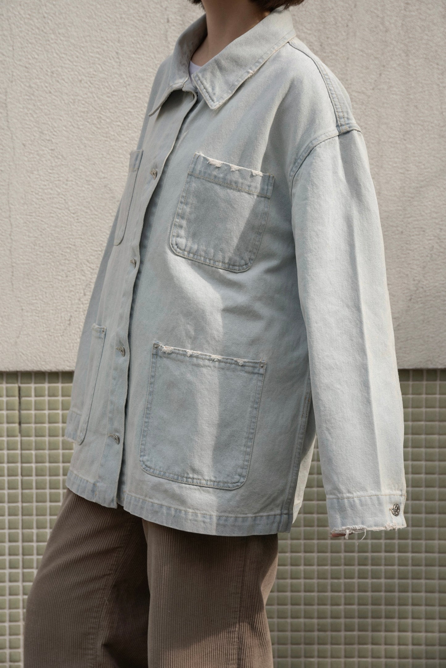 mixed pocket denim jacket
