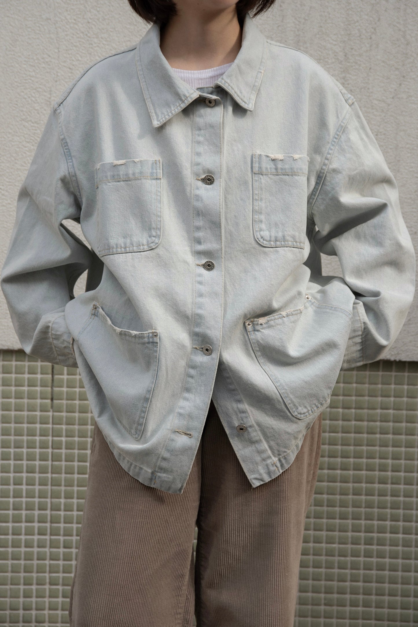 mixed pocket denim jacket