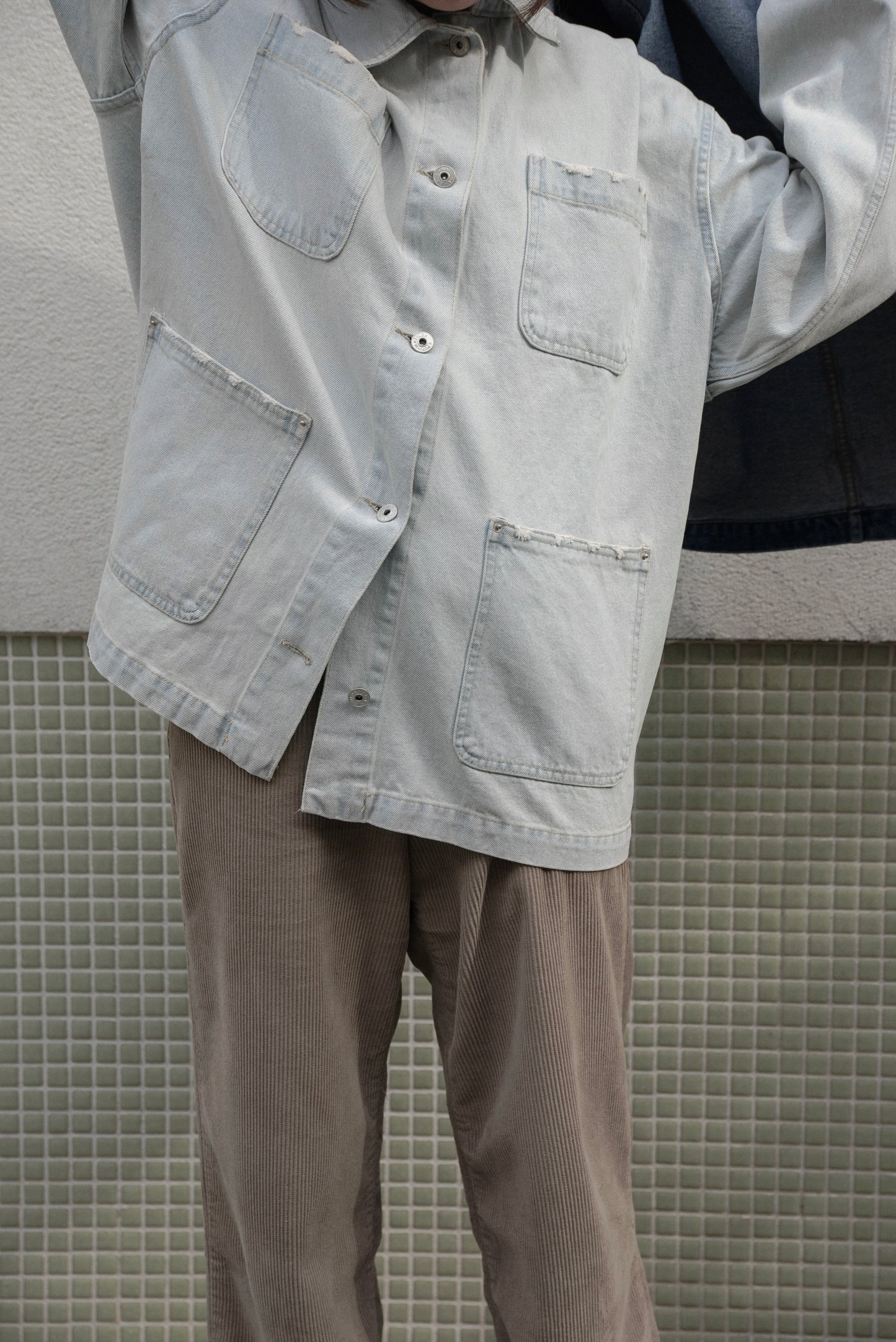 mixed pocket denim jacket