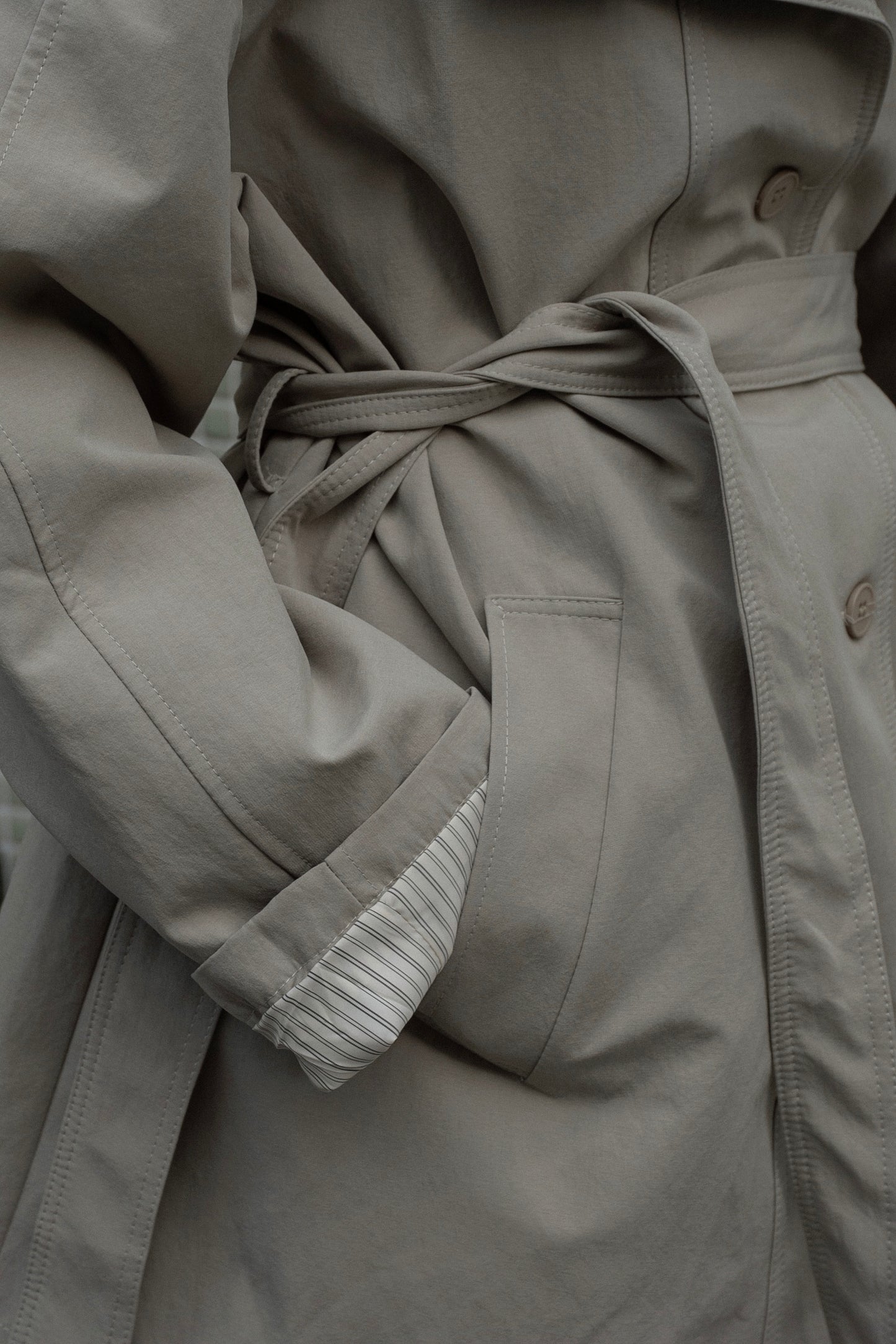 bag set sleeve stripe trench coat