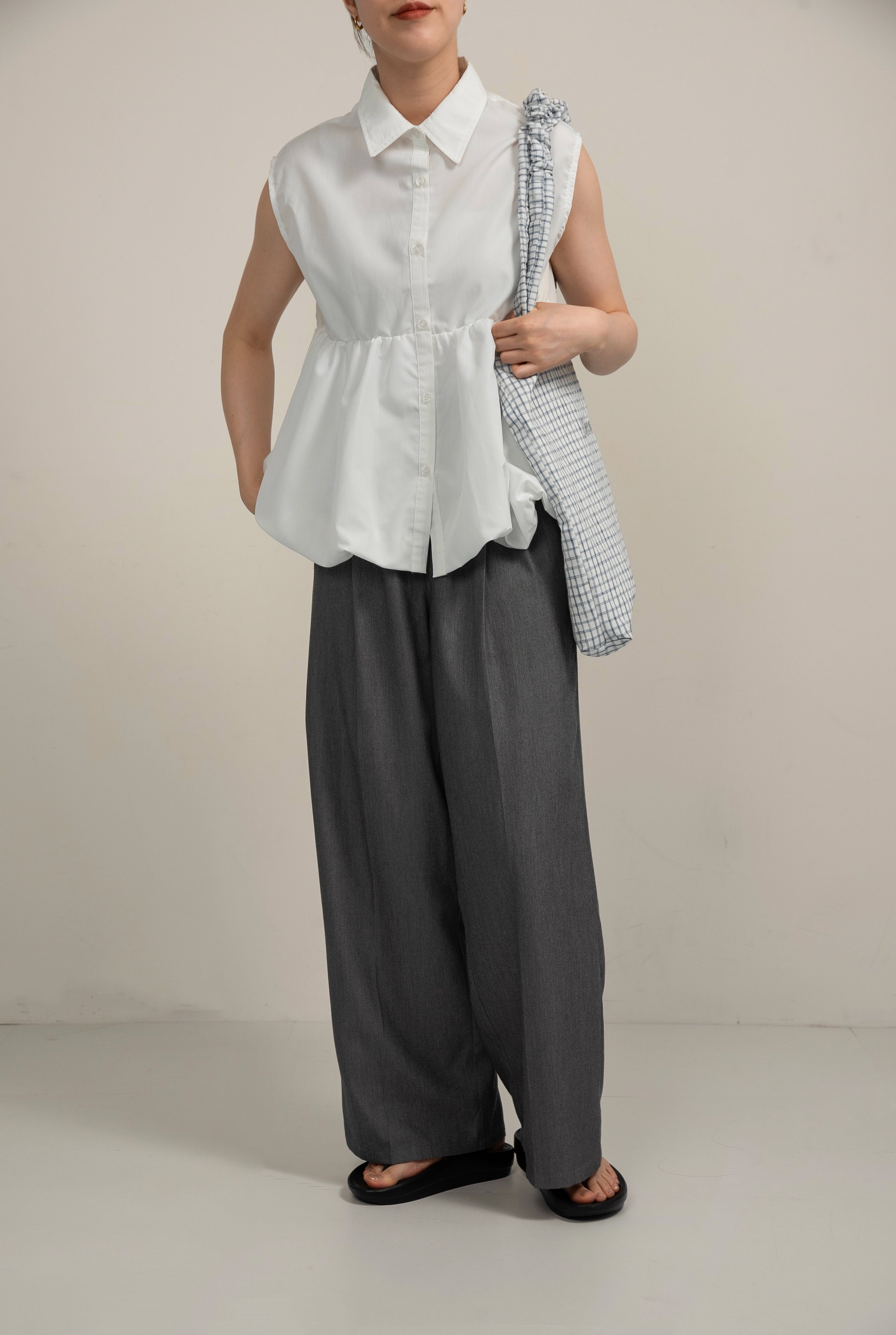 ブラウス シャツ nosleeve balloon shirt / ノースリーブバルーンシャツ レディース nosleeve balloon shirt – eim online（エイム オンライン）