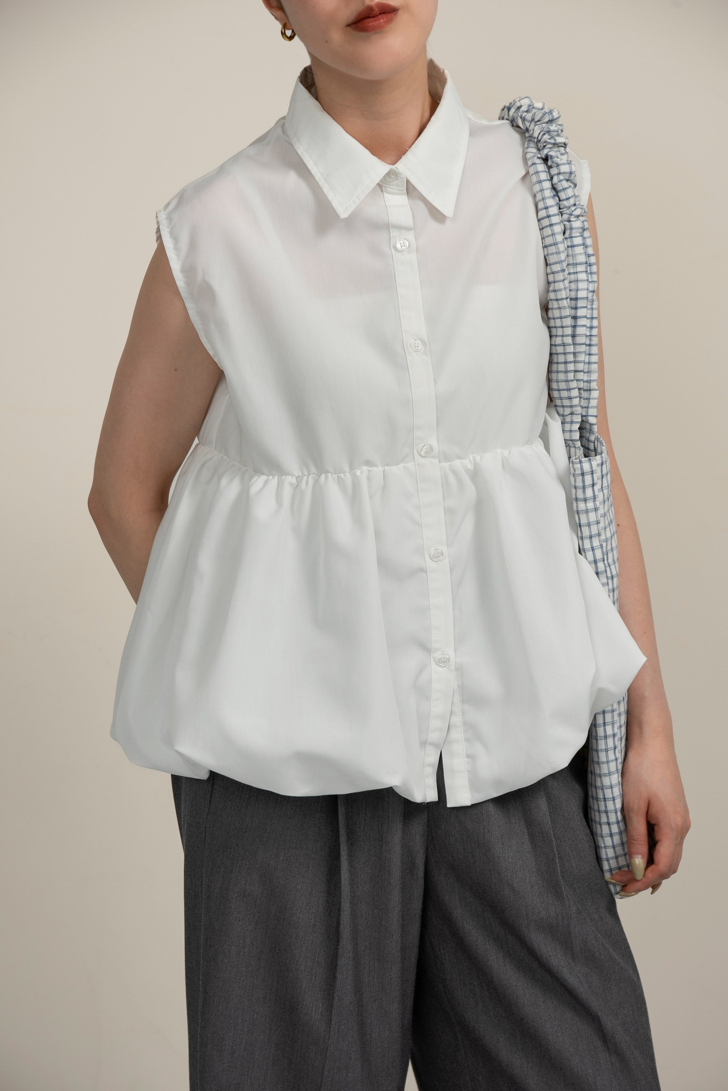 ブラウス シャツ nosleeve balloon shirt / ノースリーブバルーンシャツ レディース nosleeve balloon shirt – eim online（エイム オンライン）