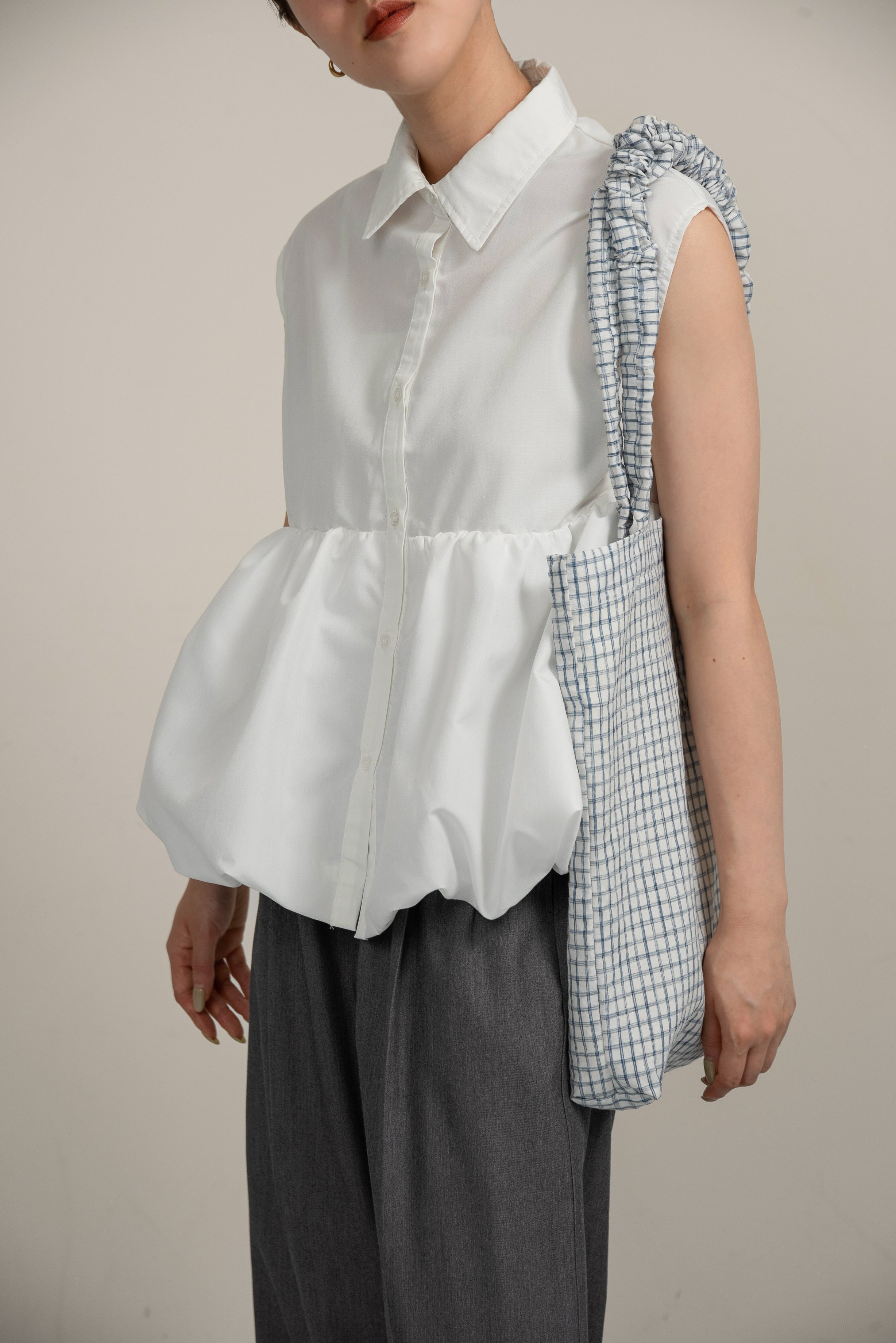 ブラウス シャツ nosleeve balloon shirt / ノースリーブバルーンシャツ レディース nosleeve balloon shirt – eim online（エイム オンライン）