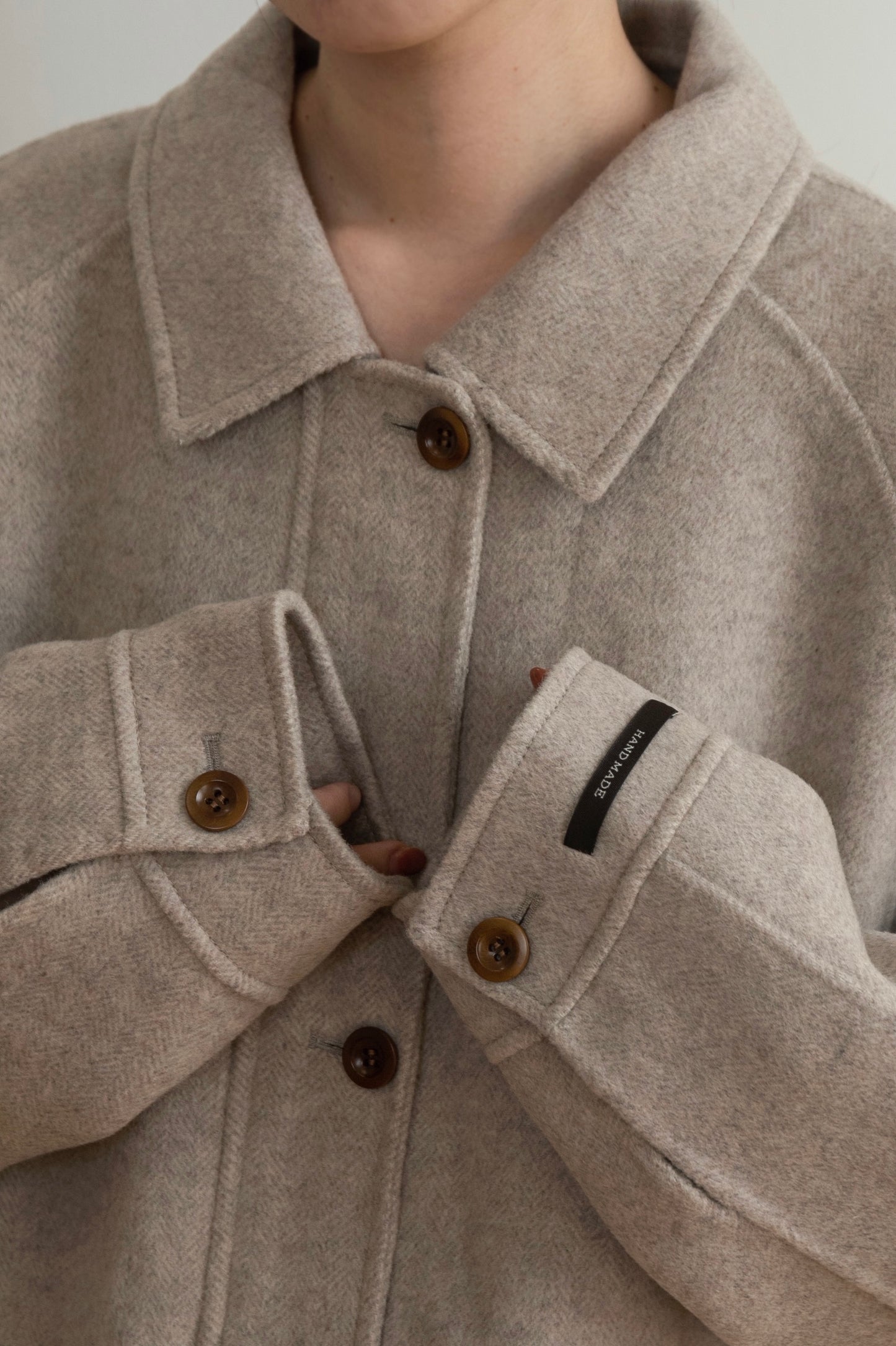 handmade wool soutien collar coat