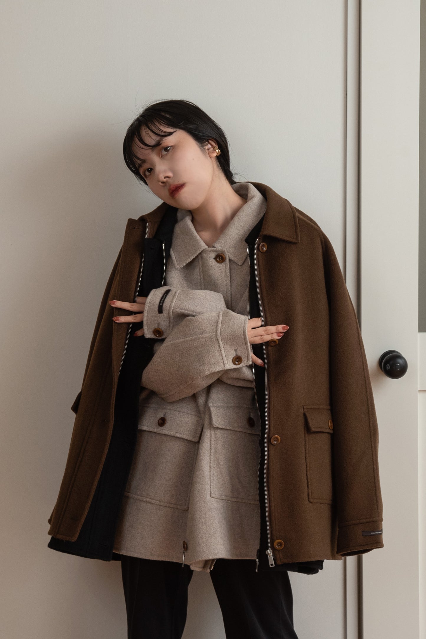 handmade wool soutien collar coat