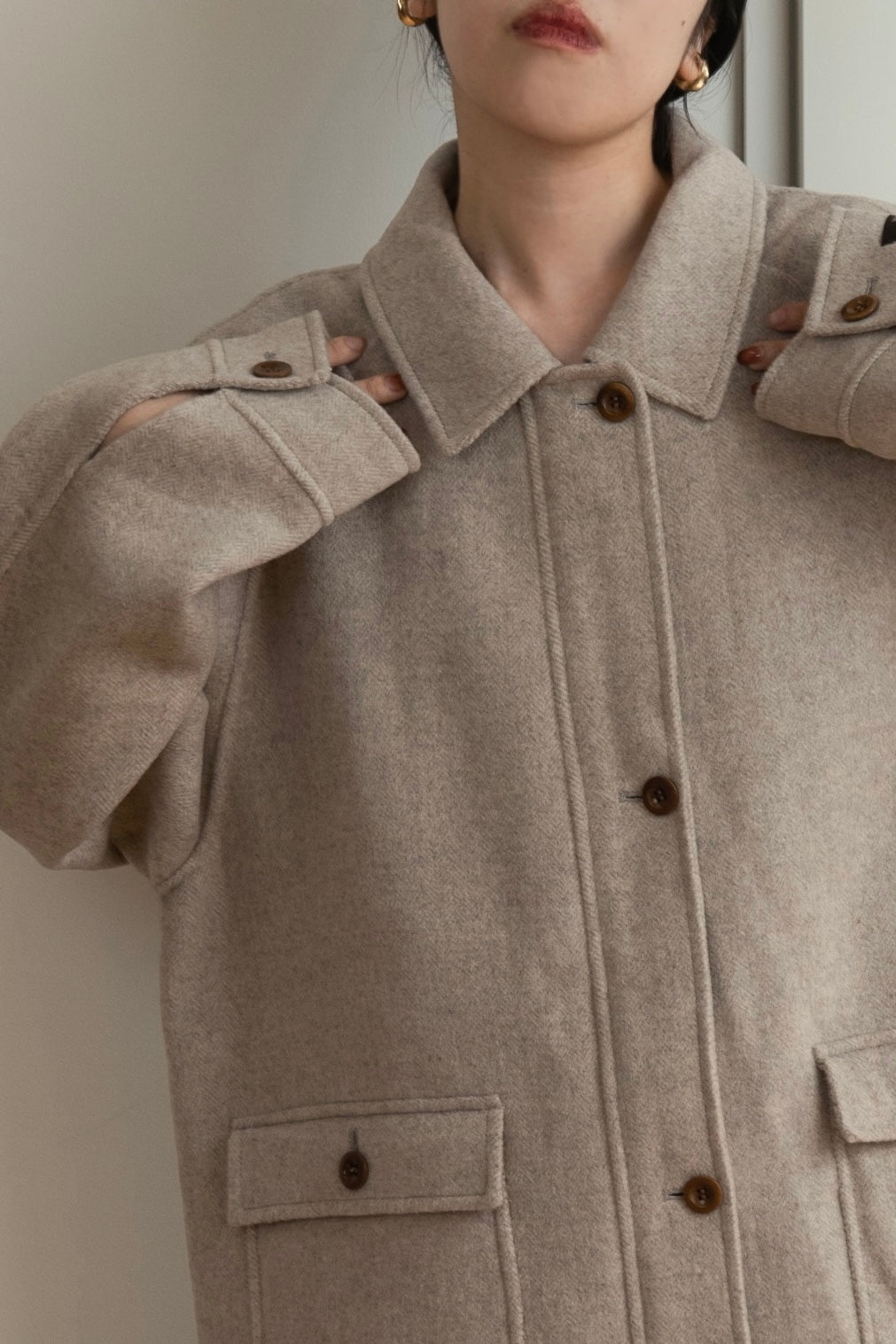 handmade wool soutien collar coat