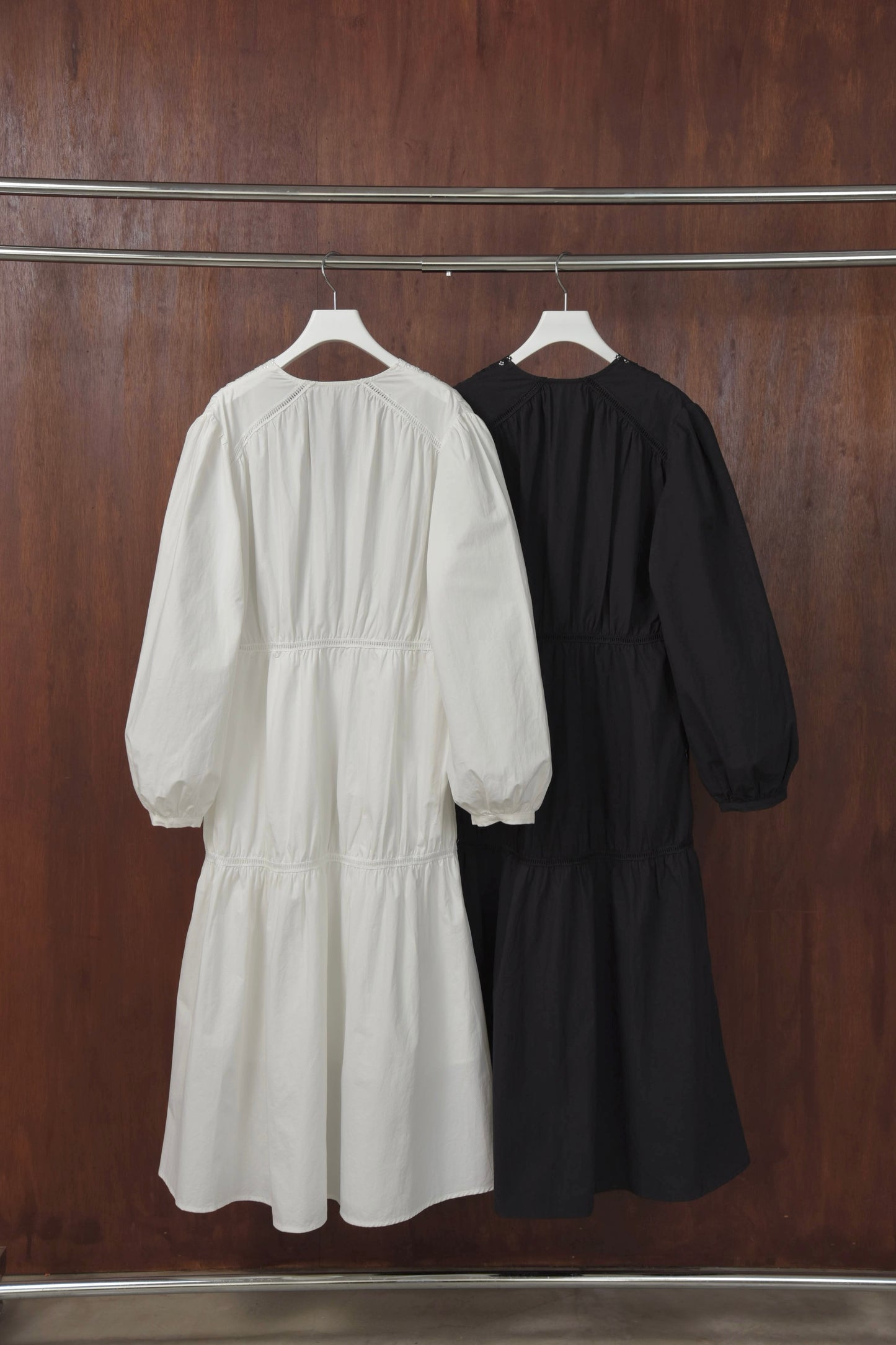 v neck lace tiered dress