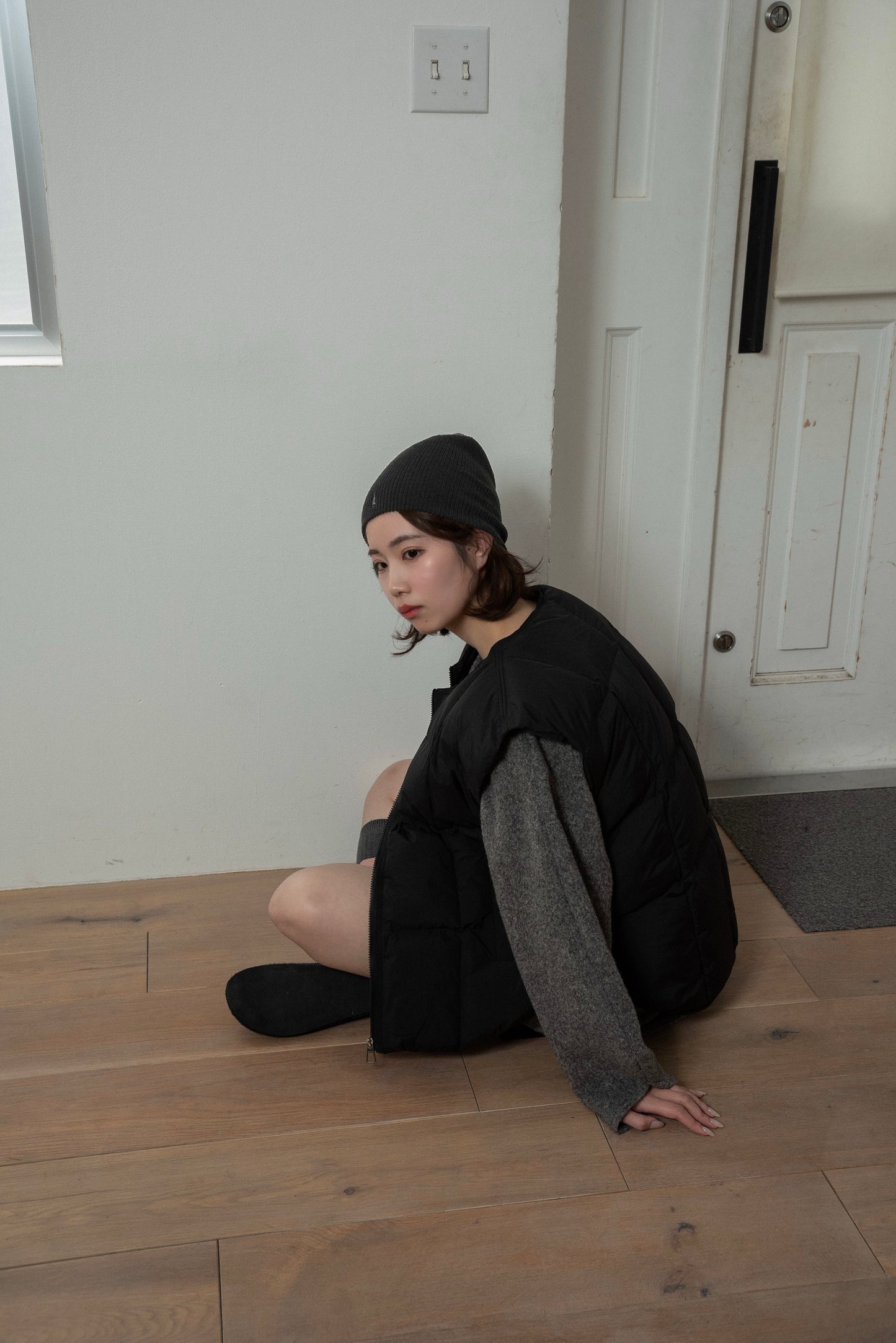 simple rib embroidery logo knit cap