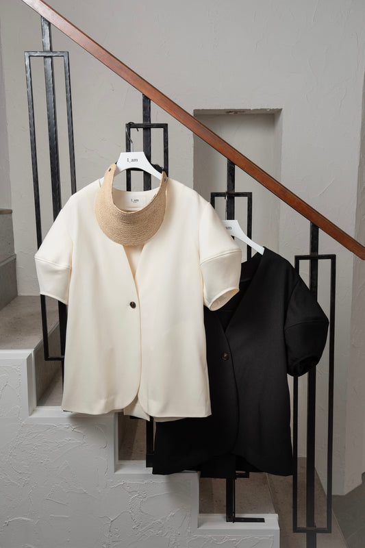 puff sleeve no collar jacket