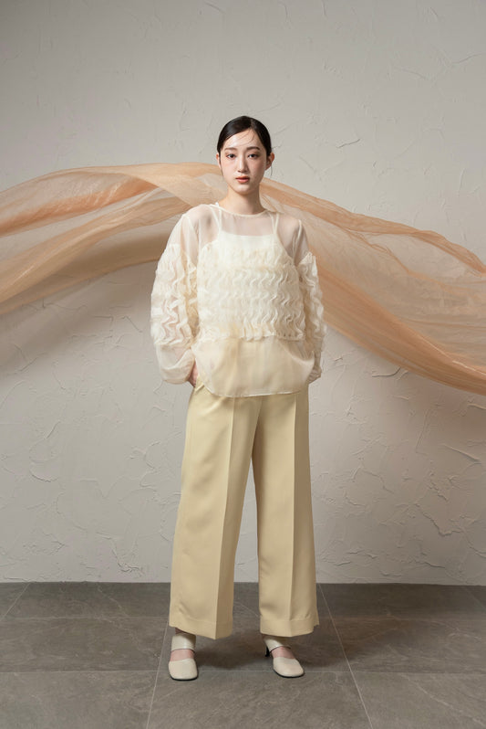 wave design sheer blouse