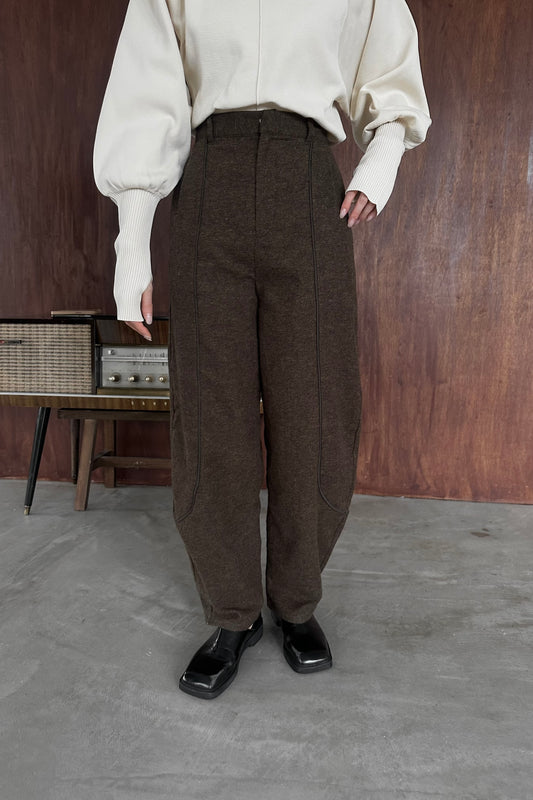 wool like mix curve pants