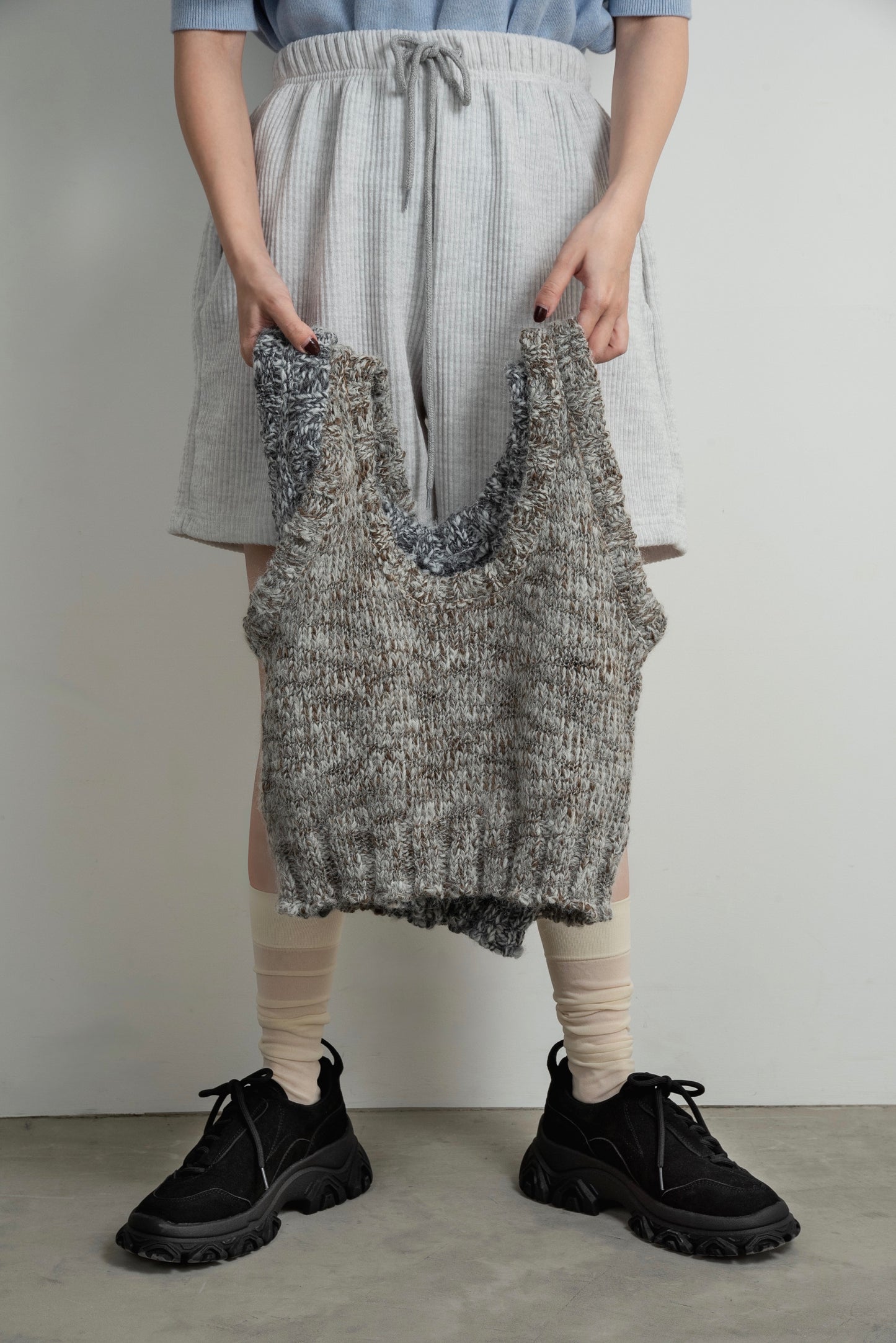 mix uneck knit vest