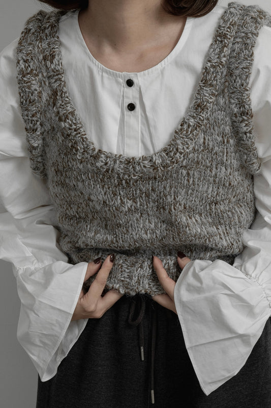 mix uneck knit vest