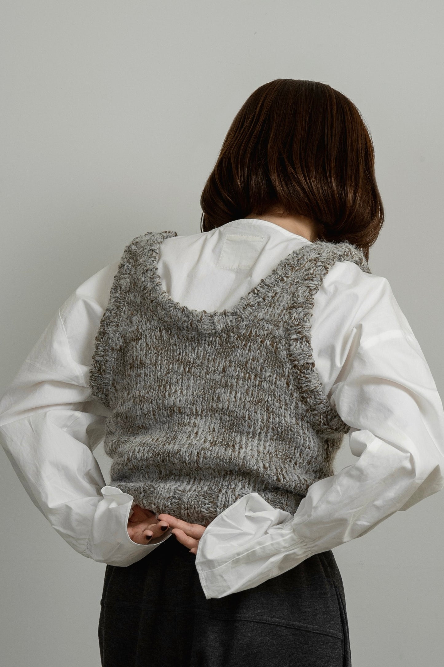 mix uneck knit vest