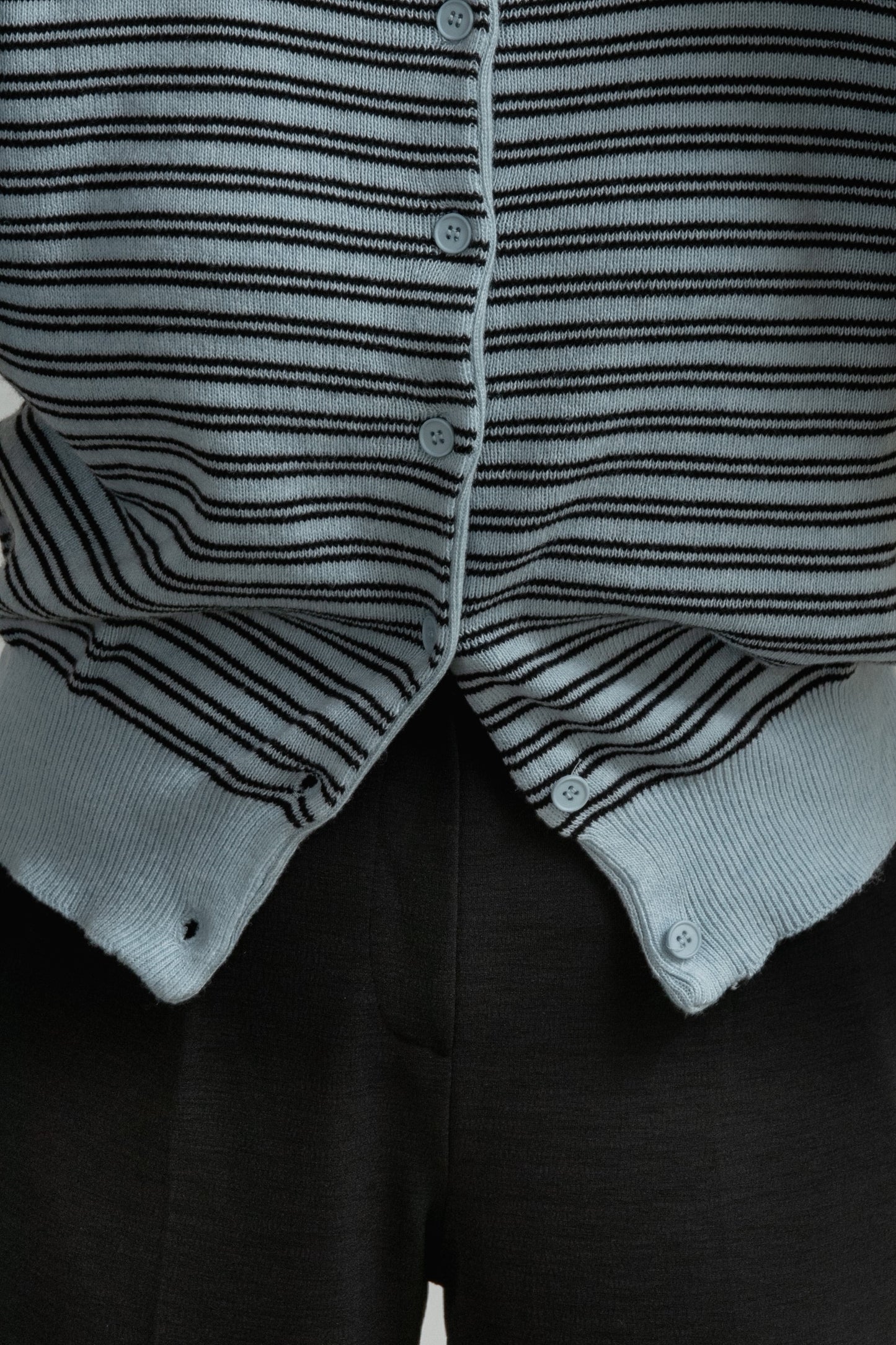 horizontal stripe crew neck cardigan