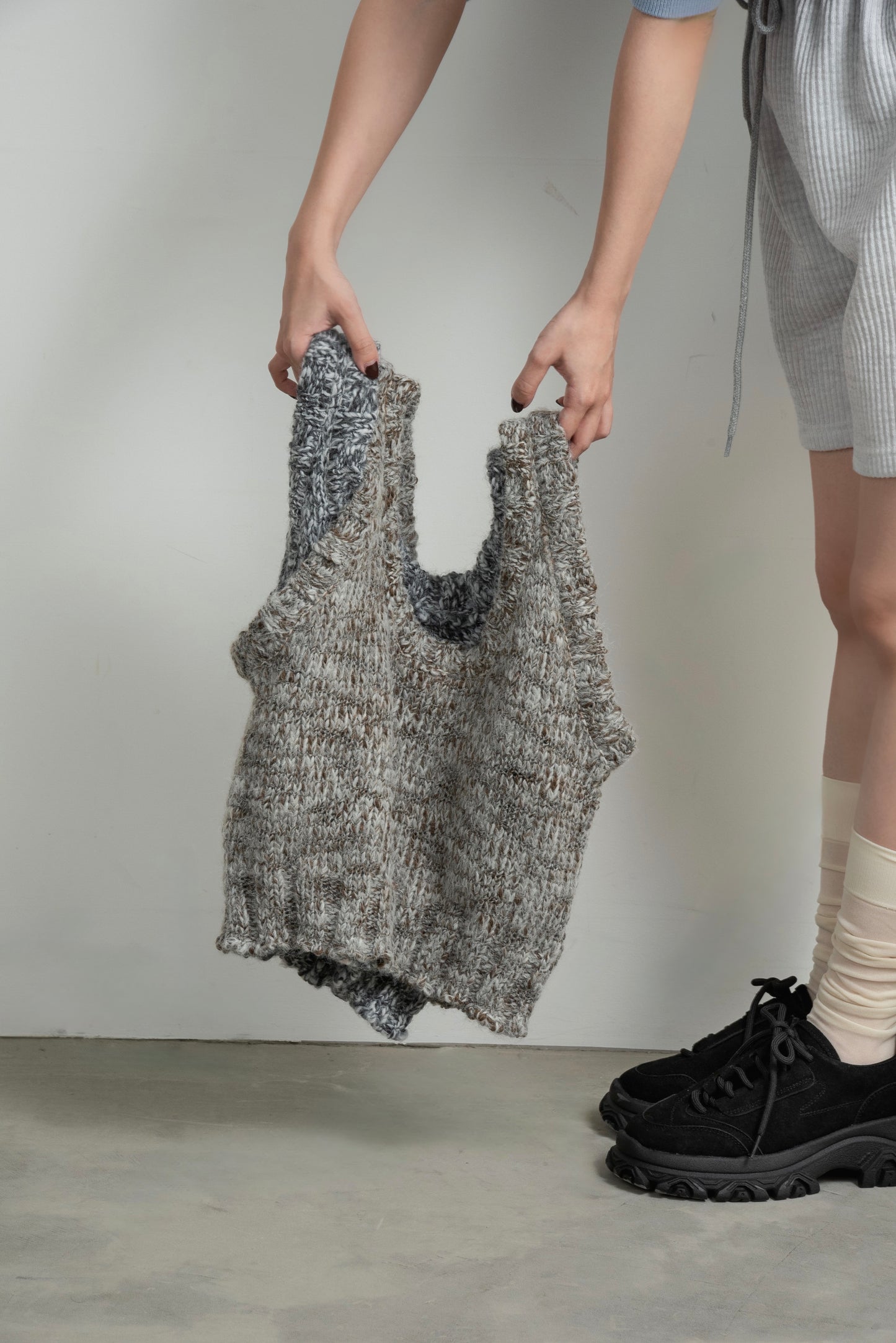 mix uneck knit vest