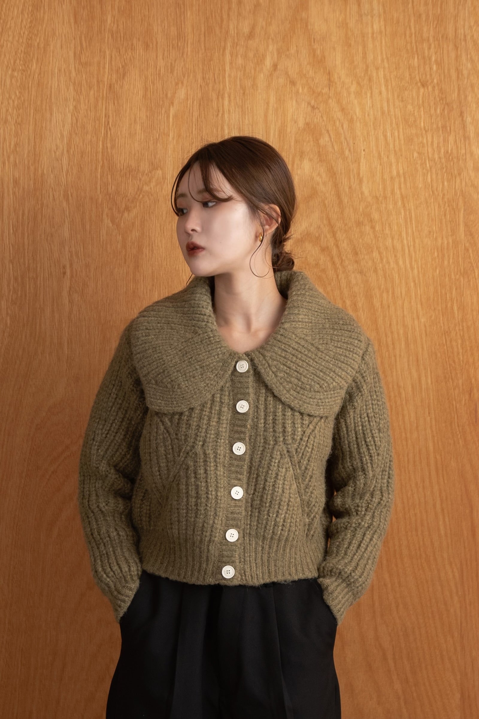 big collar button short knit – eim online（エイム オンライン）