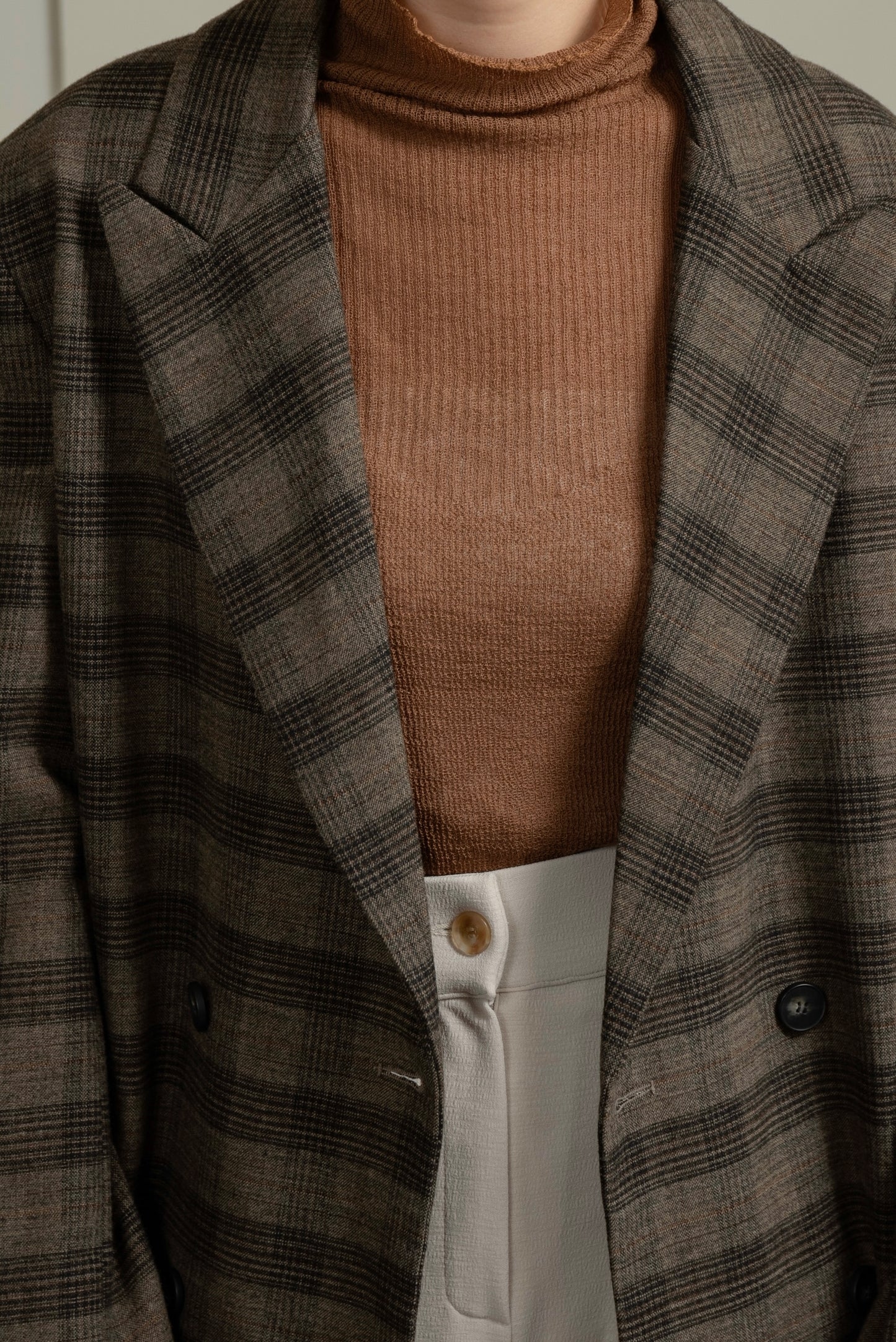 belted check jacket