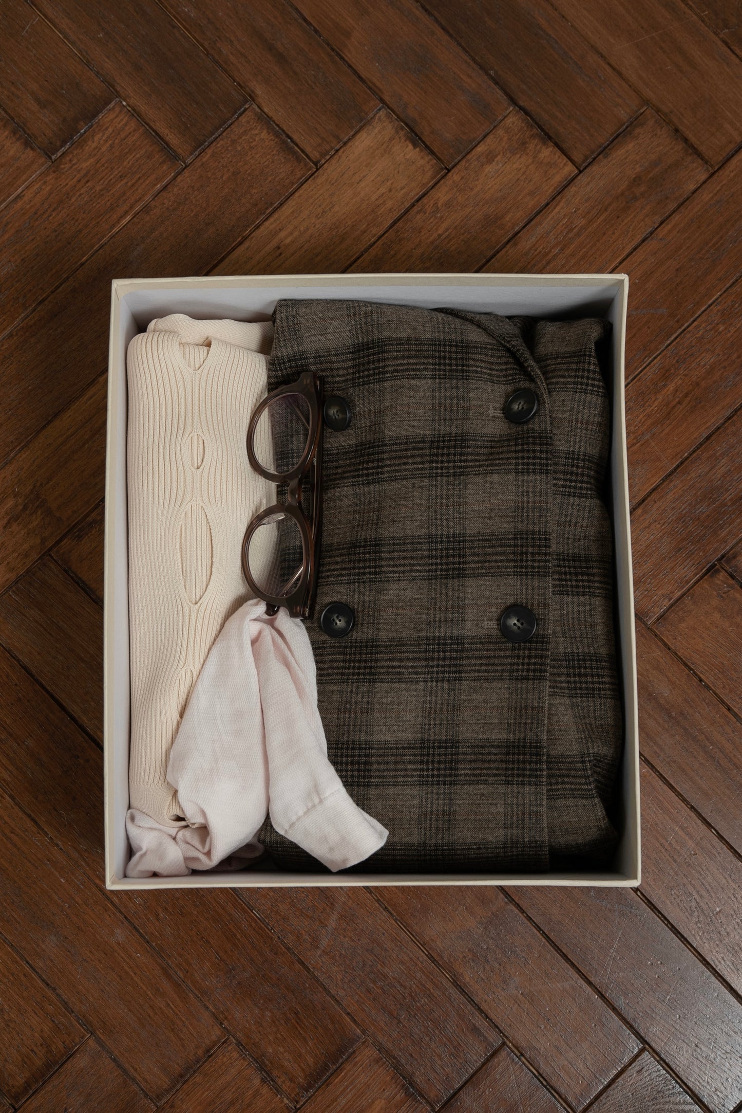 belted check jacket