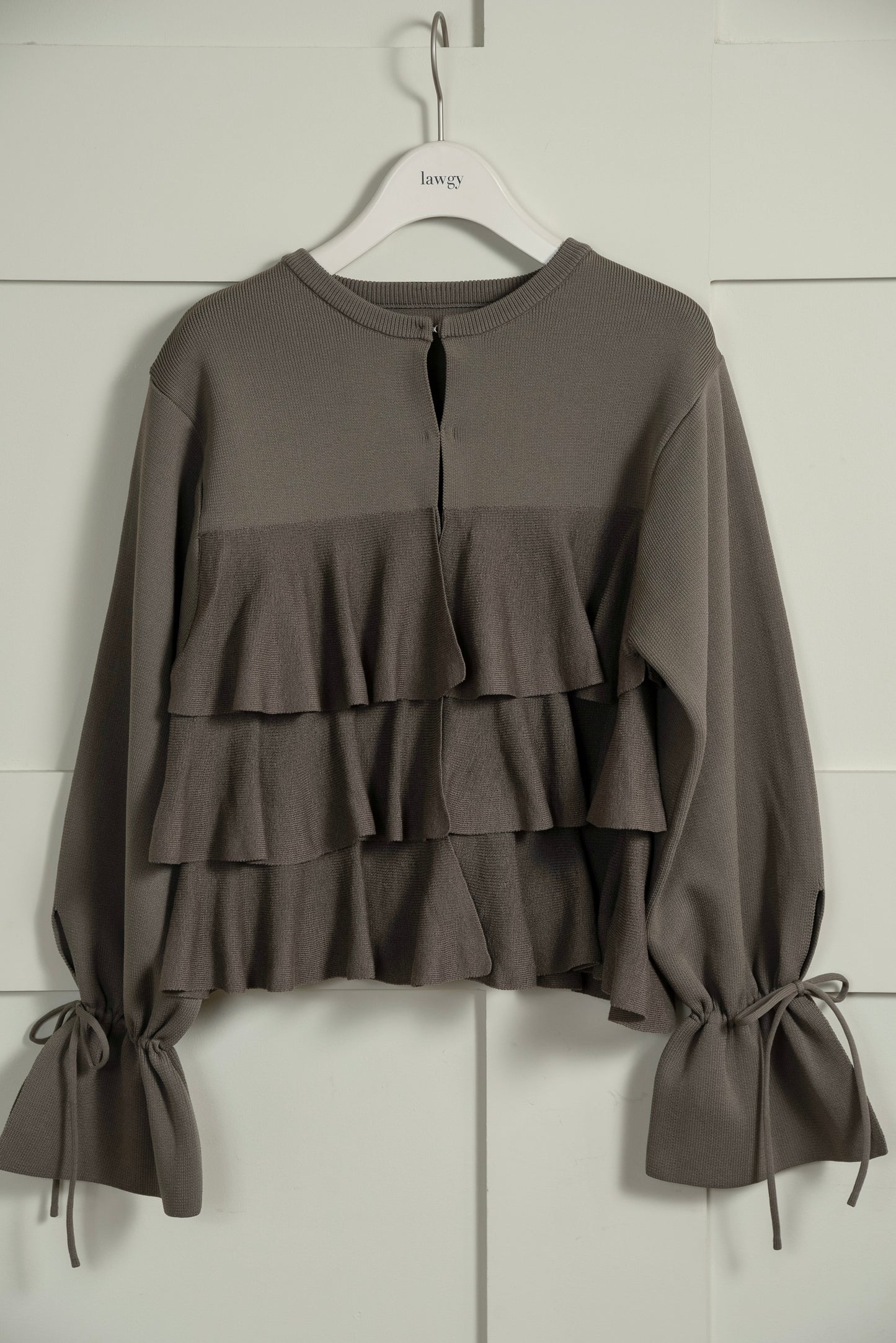 ribbon gather cuffs frill cardigan