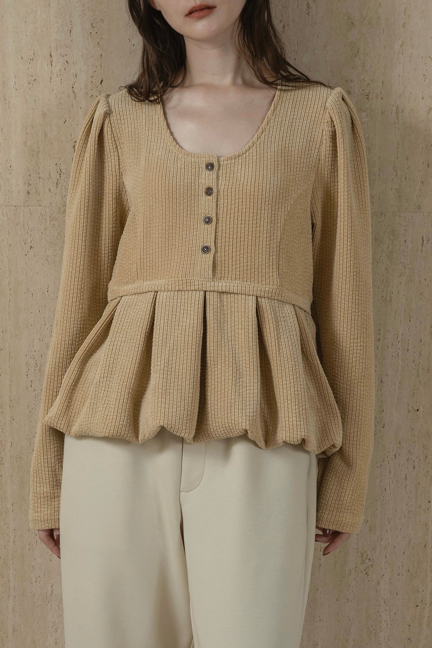 uneck balloon corduroy tops