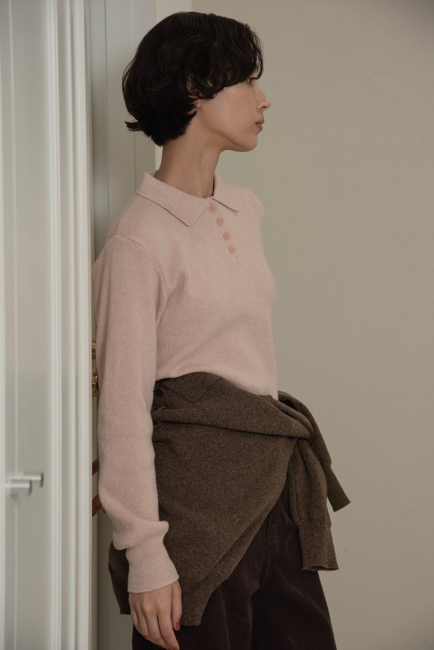 simple polo rafu knit pullover