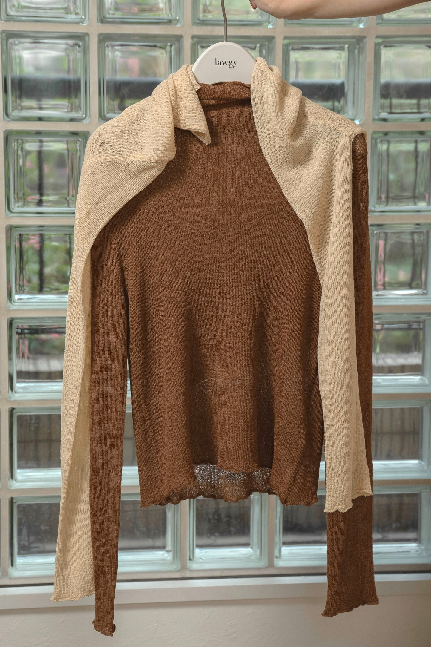 sheer high neck rib tops