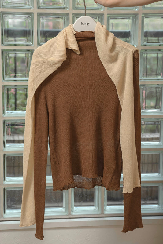 sheer high neck rib tops