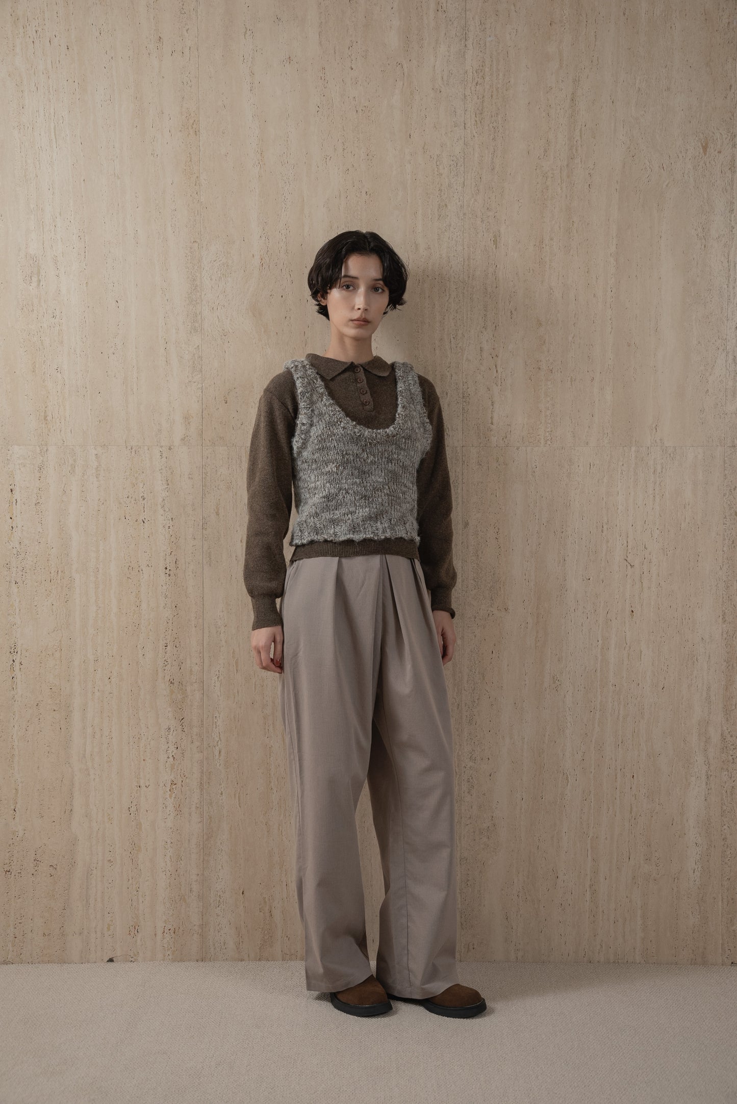 simple polo rafu knit pullover
